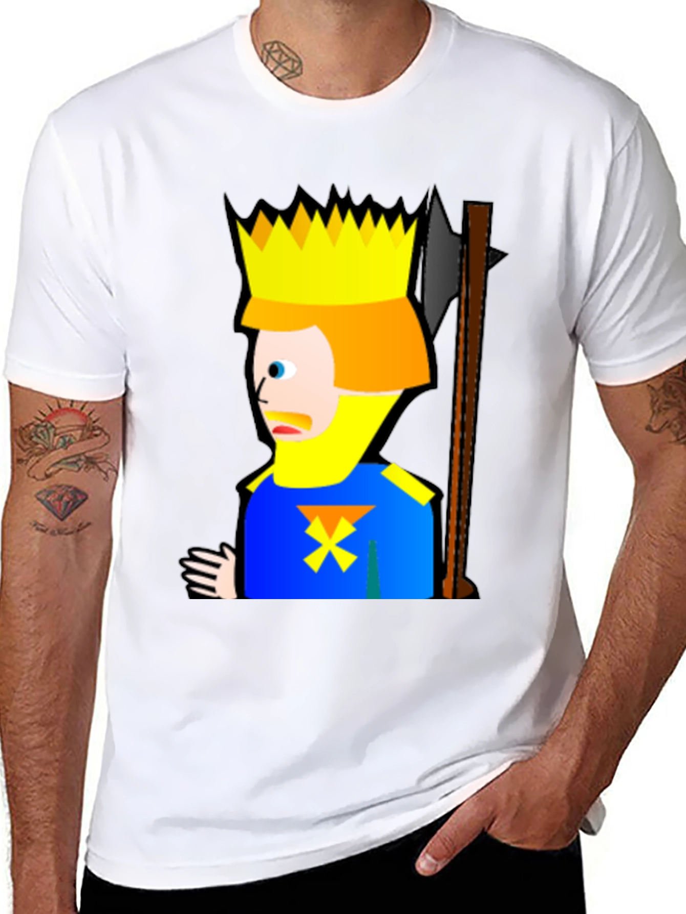 Cartoon King Graphic Tee - Funny Mens Black T-Shirt