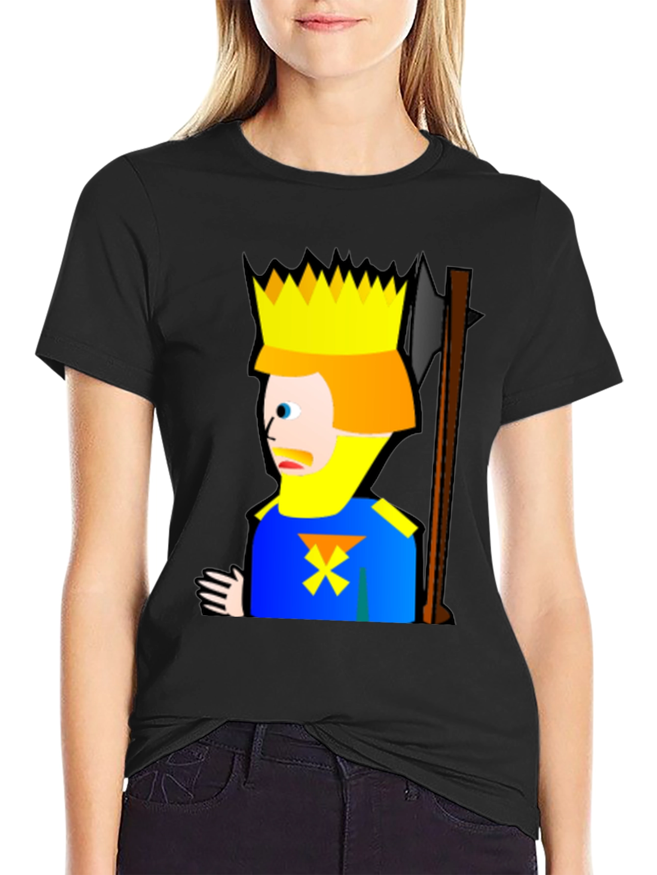 Cartoon King Graphic Tee - Funny Mens Black T-Shirt