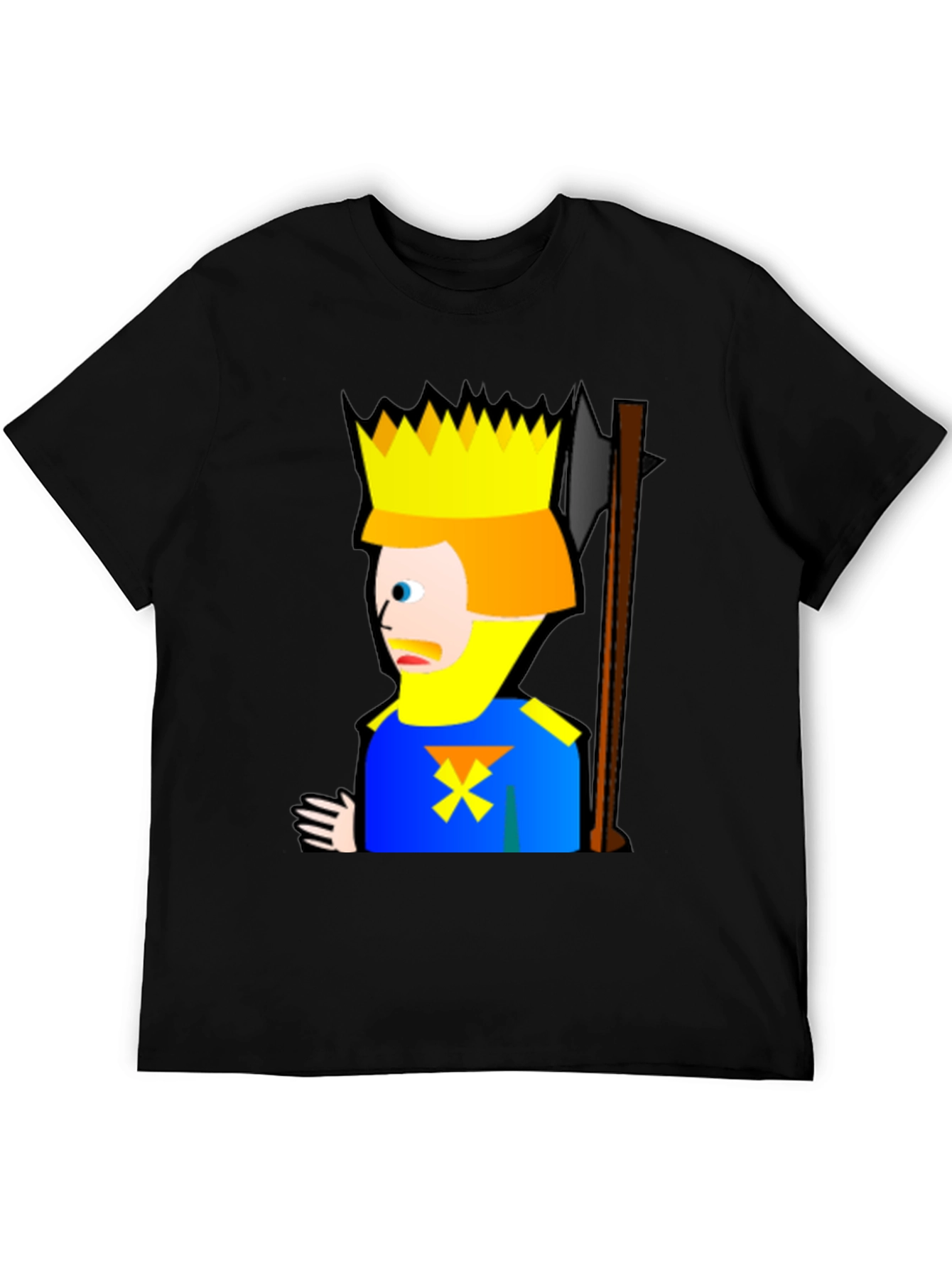 Cartoon King Graphic Tee - Funny Mens Black T-Shirt
