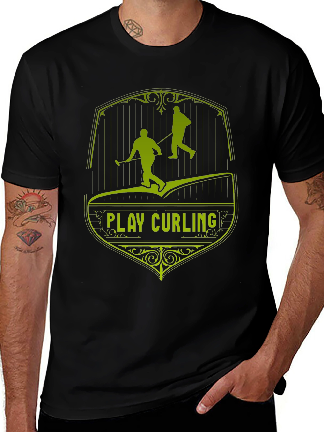 Play Curling Black T-Shirt
