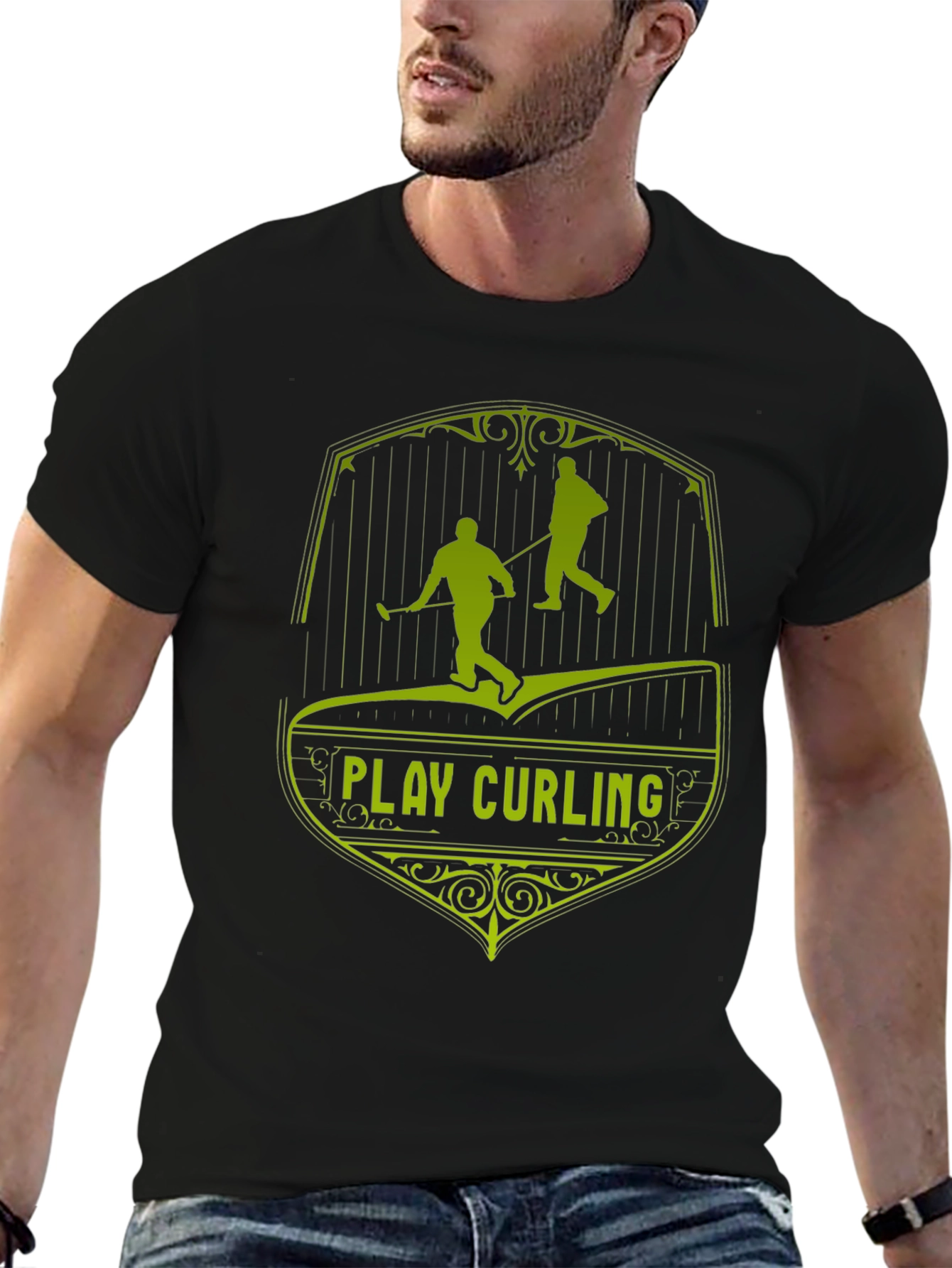 Play Curling Black T-Shirt