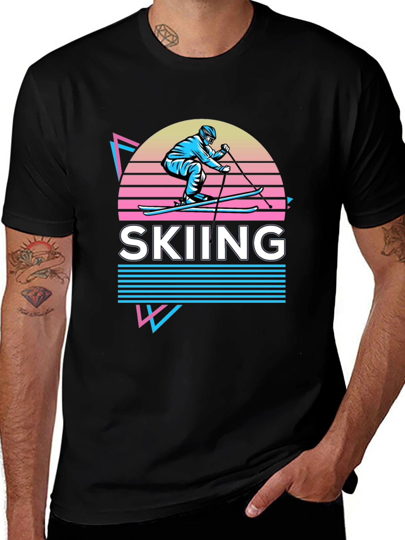 Retro Skiing Graphic Tee - 80s Style