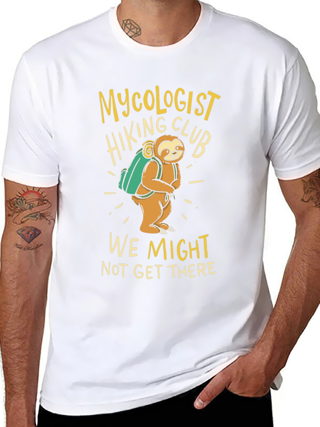 Mycologist Hiking Club Sloth Graphic T-Shirt