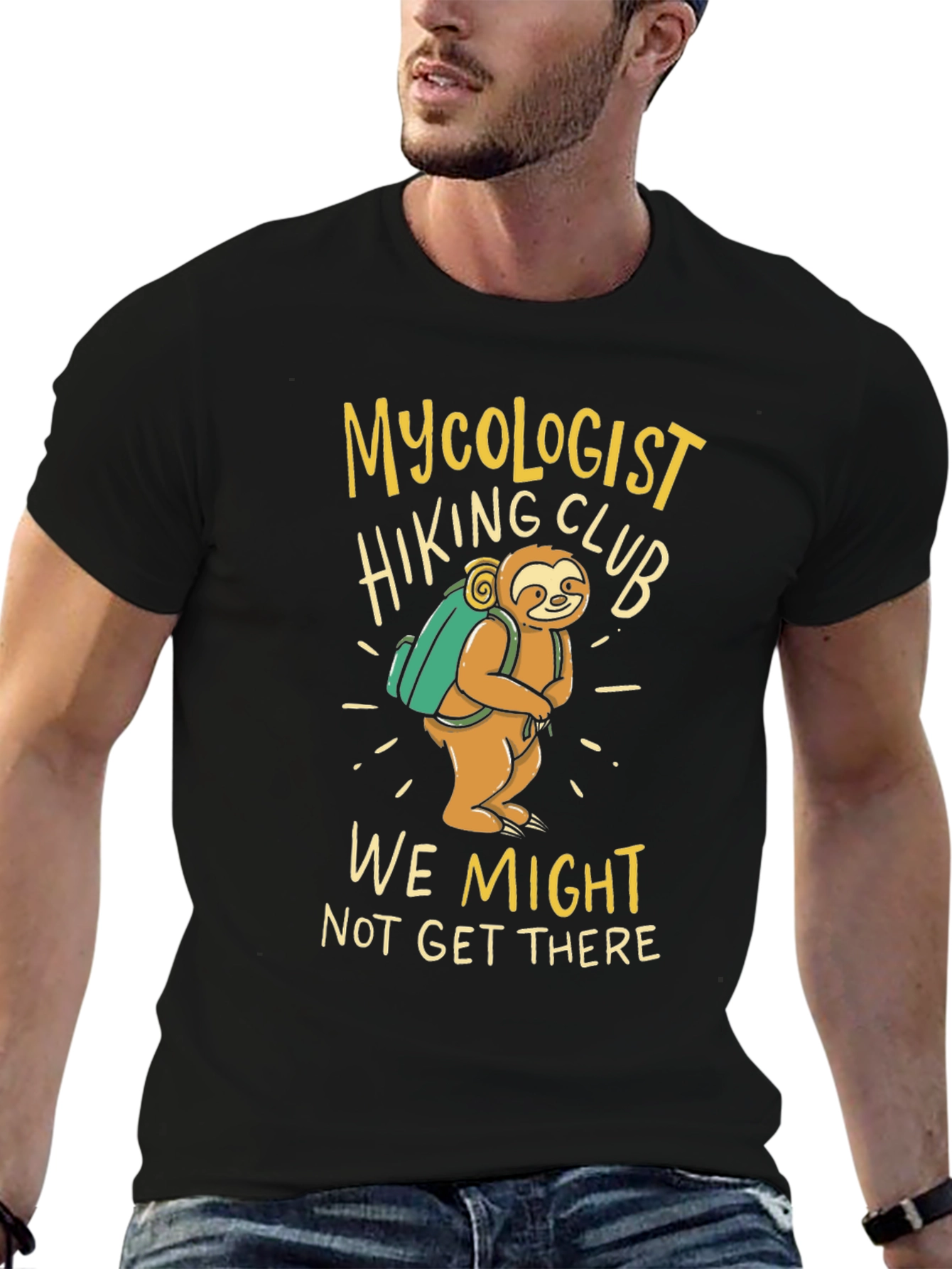 Mycologist Hiking Club Sloth Graphic T-Shirt