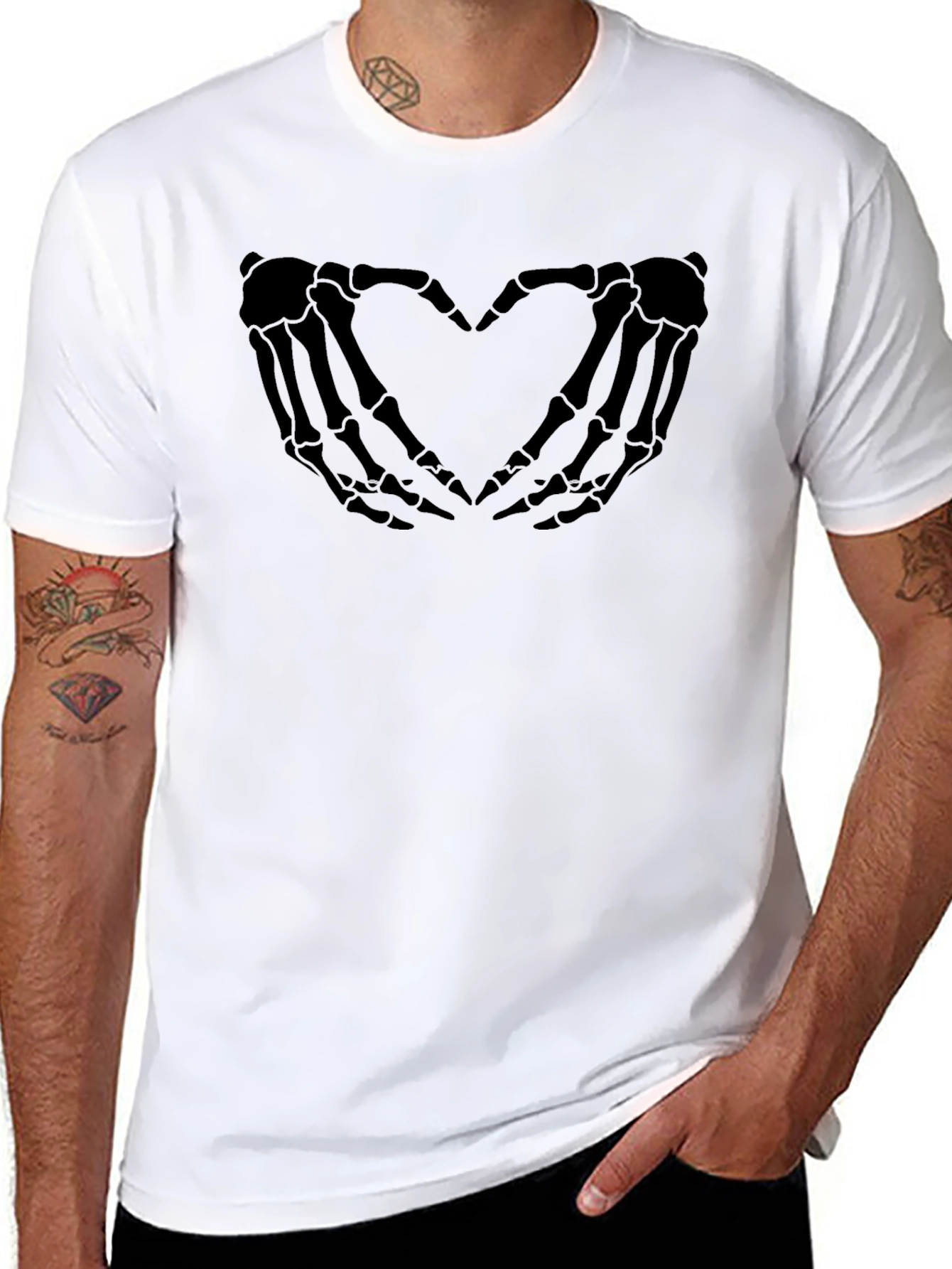 Skeleton Hands Heart Graphic T-Shirt