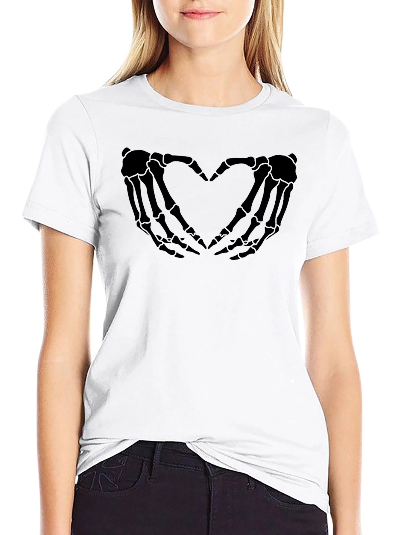 Skeleton Hands Heart Graphic T-Shirt