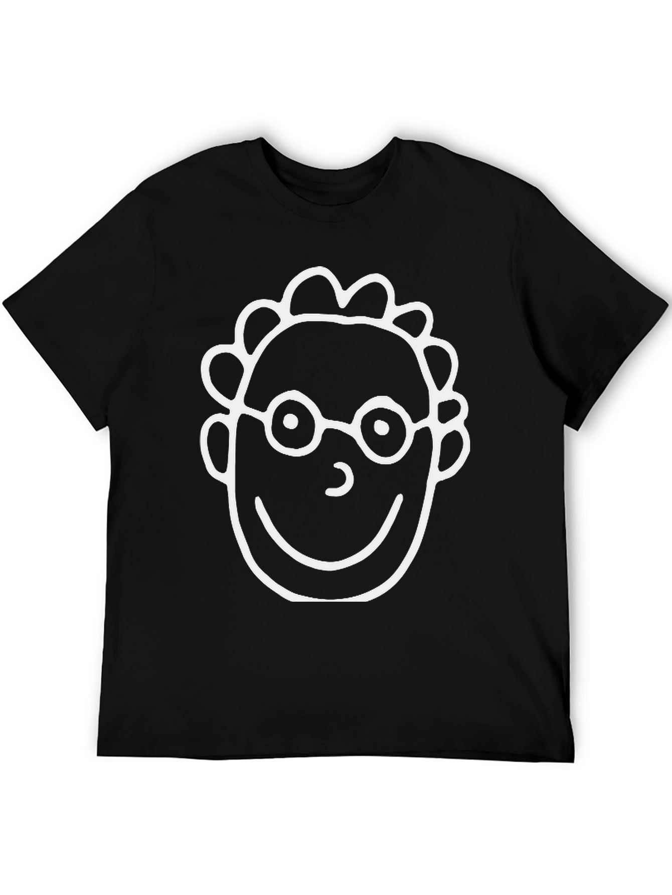 Cartoon Face T-Shirt - Black Crew Neck Tee