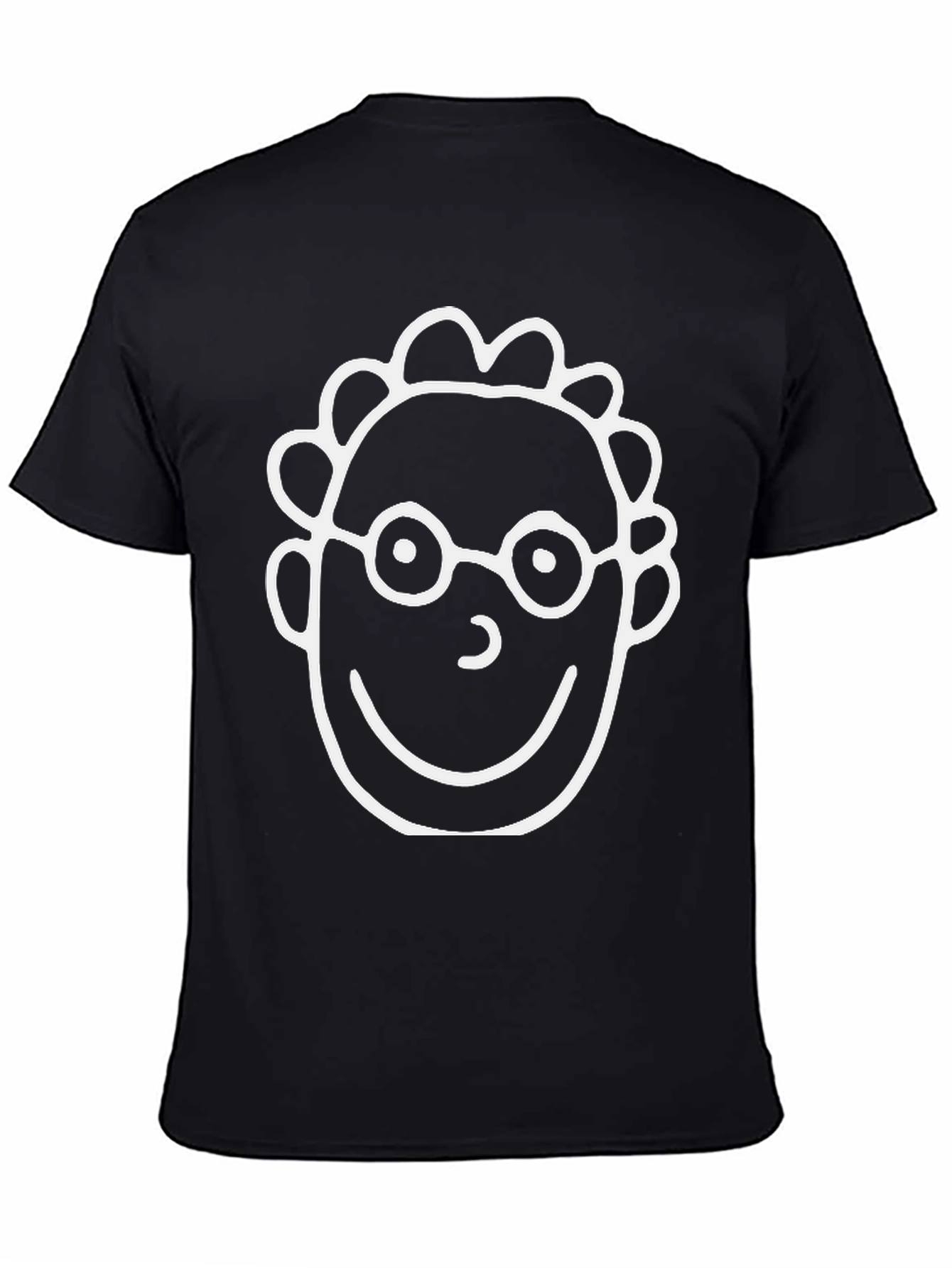 Cartoon Face T-Shirt - Black Crew Neck Tee
