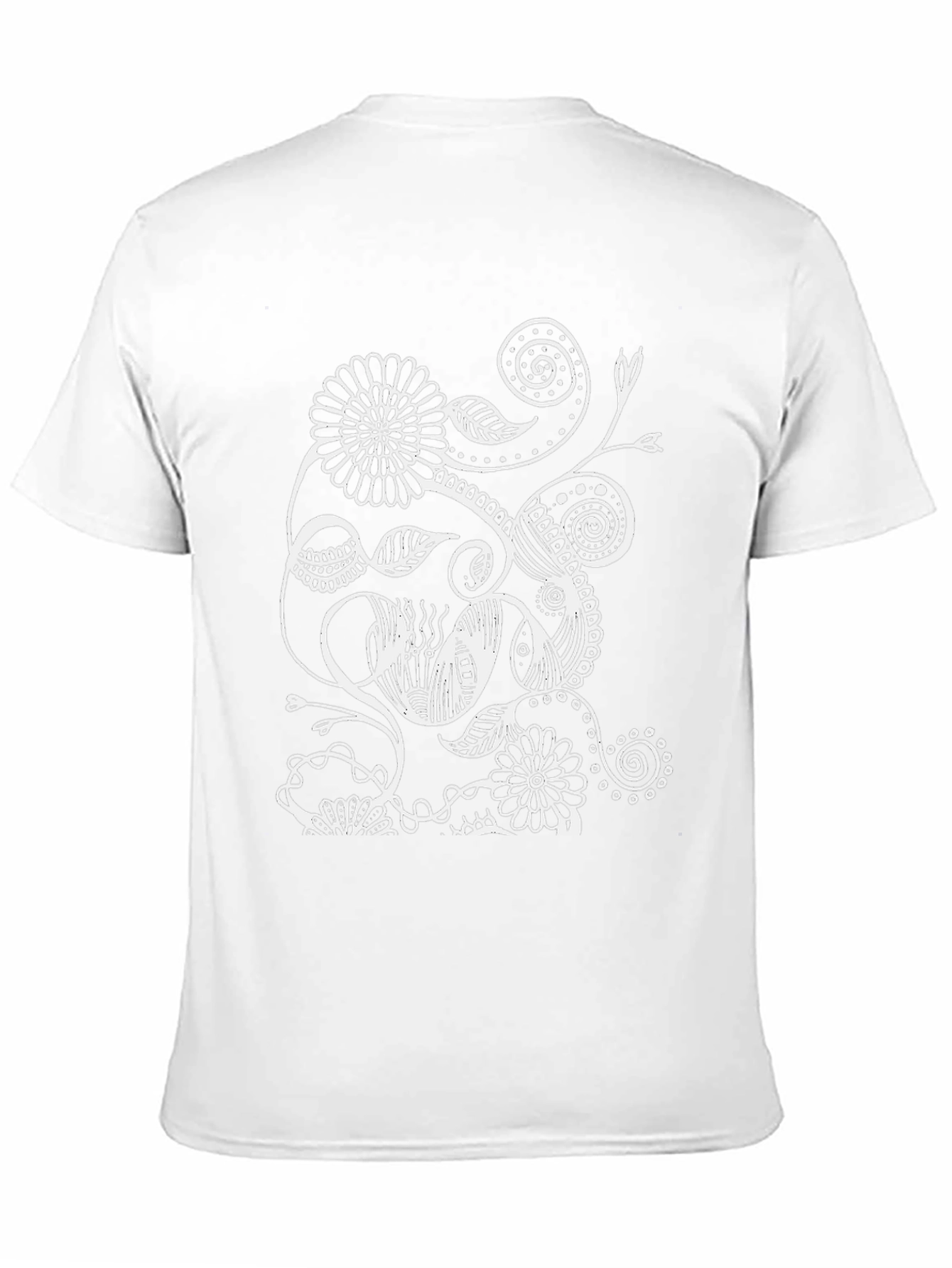 Floral Doodle Graphic T-Shirt - Black Casual Tee