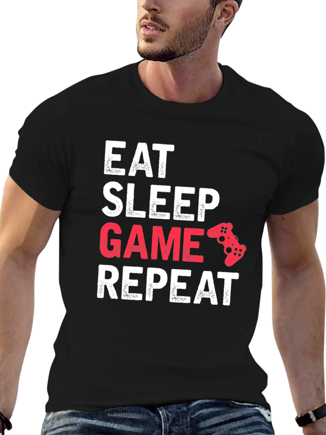 Eat Sleep Game Repeat Black T-Shirt