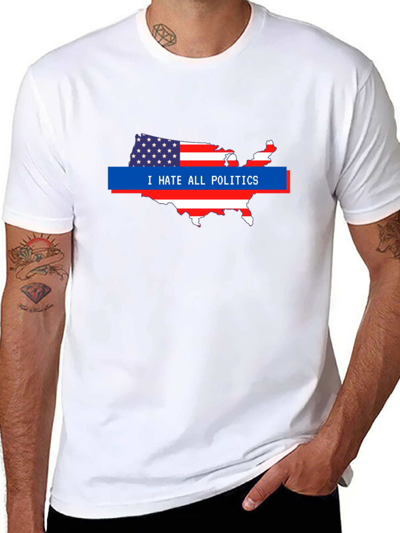 I Hate All Politics USA Map Graphic Tee