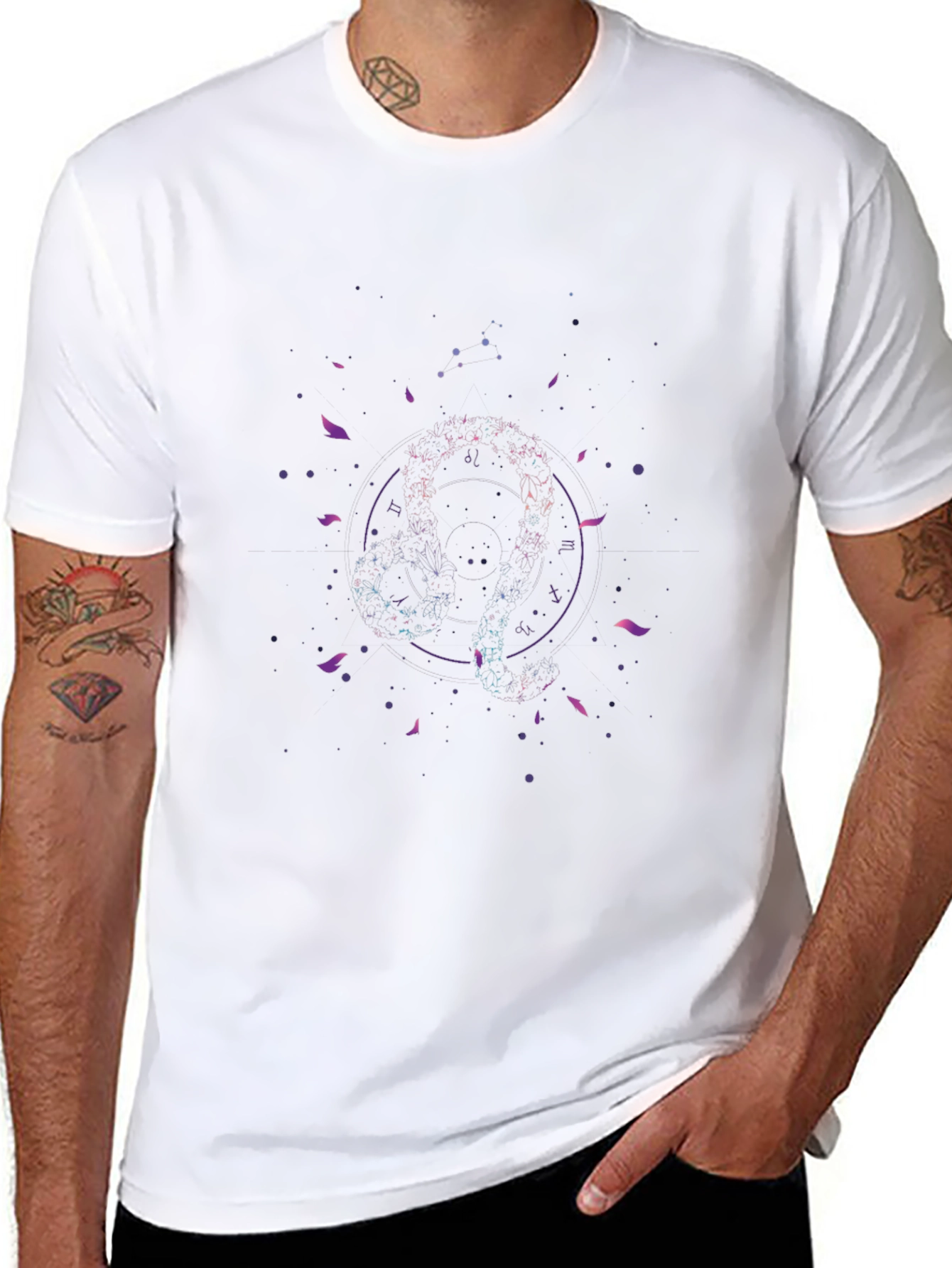 Abstract Geometric Design Black T-Shirt