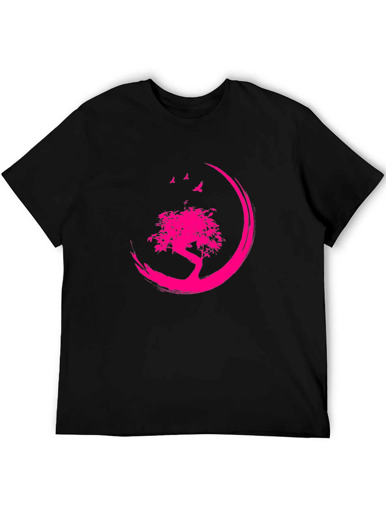 Black T-Shirt with Pink Tree Design