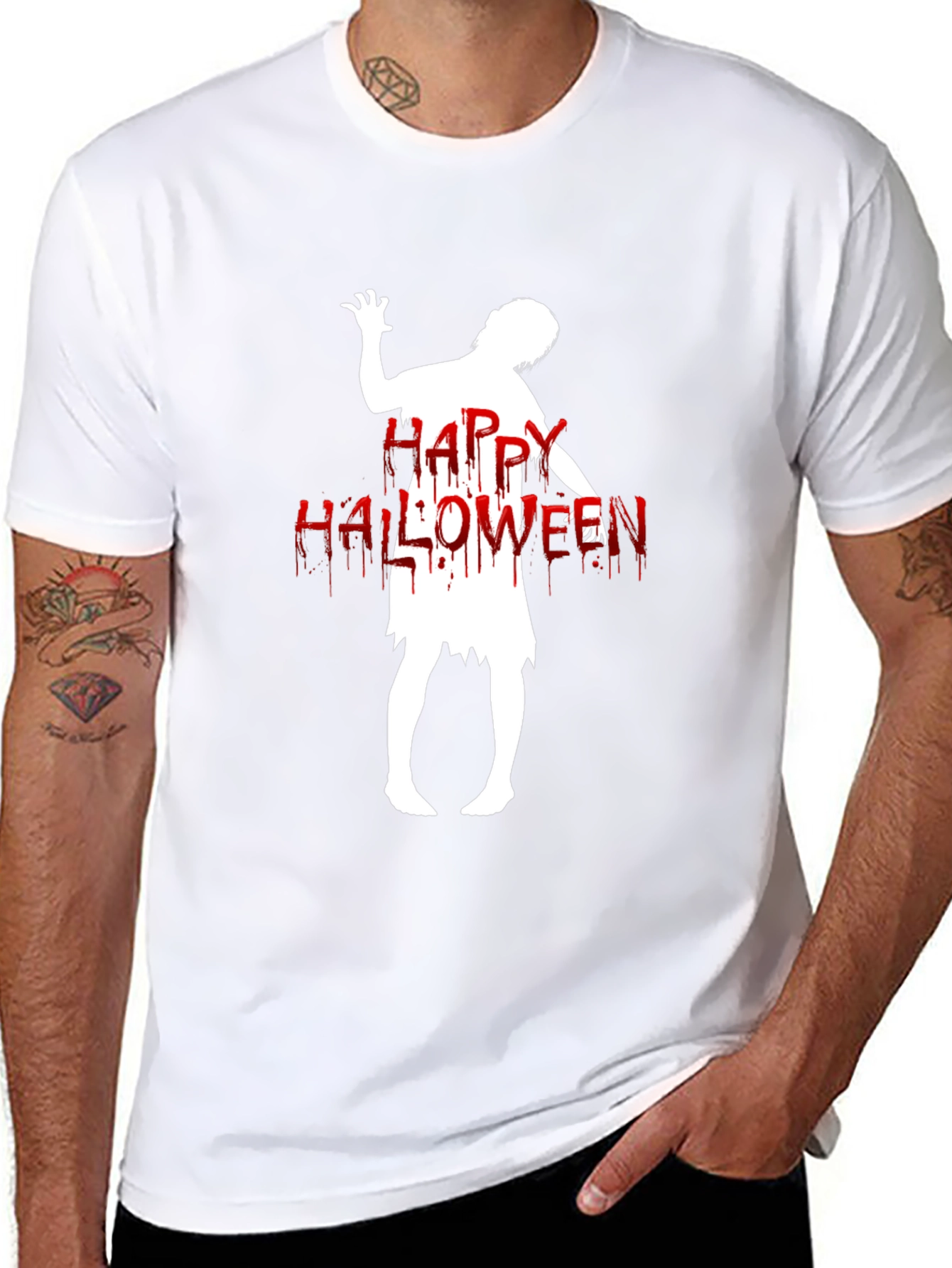 Happy Halloween Zombie T-Shirt - Black