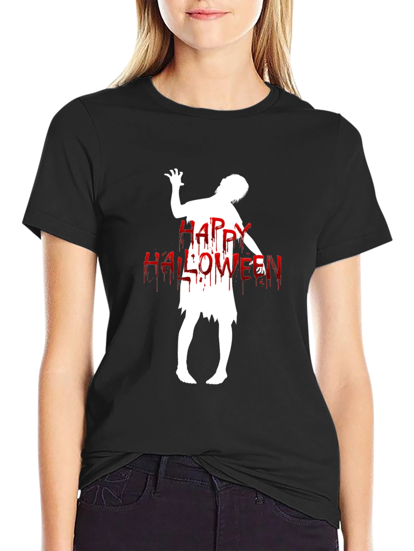 Happy Halloween Zombie T-Shirt - Black