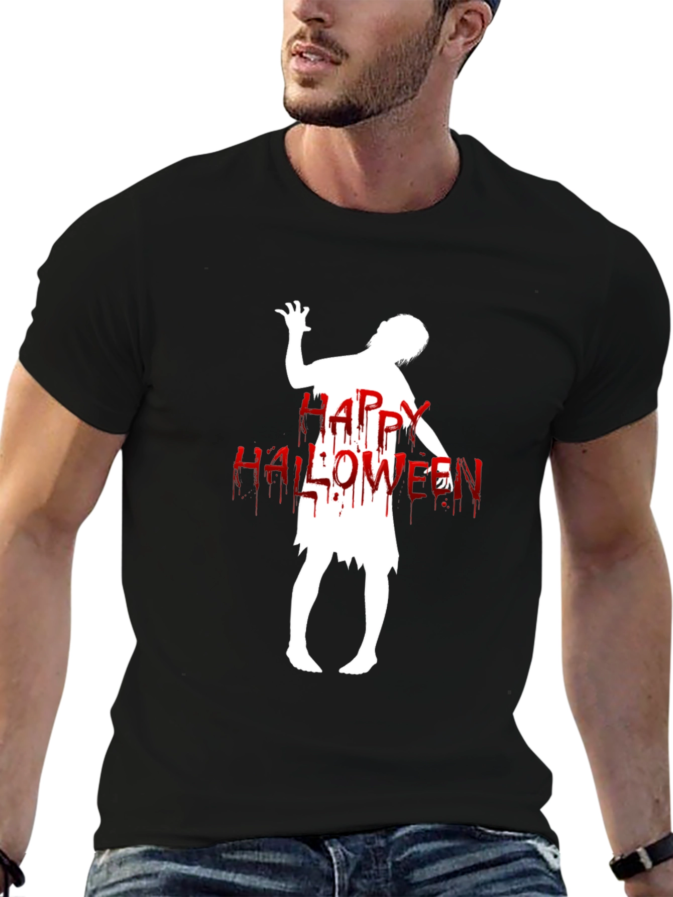 Happy Halloween Zombie T-Shirt - Black