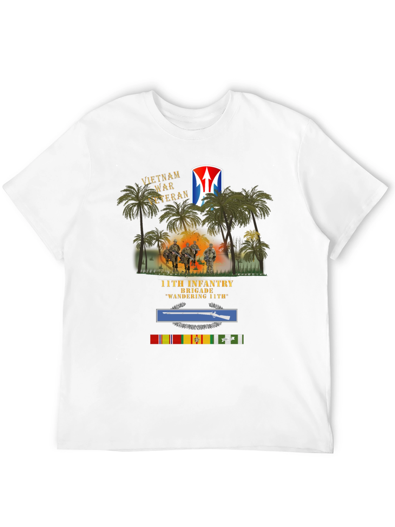 Vietnam War Veteran 11th Infantry Black T-Shirt