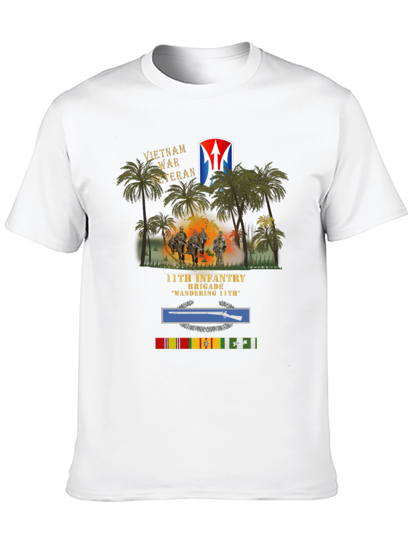 Vietnam War Veteran 11th Infantry Black T-Shirt