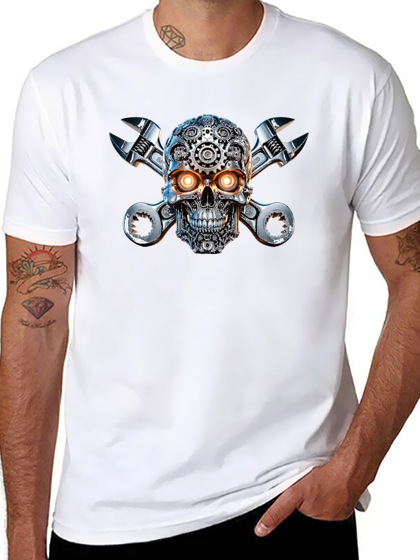 Steampunk Skull & Wrenches Graphic Tee