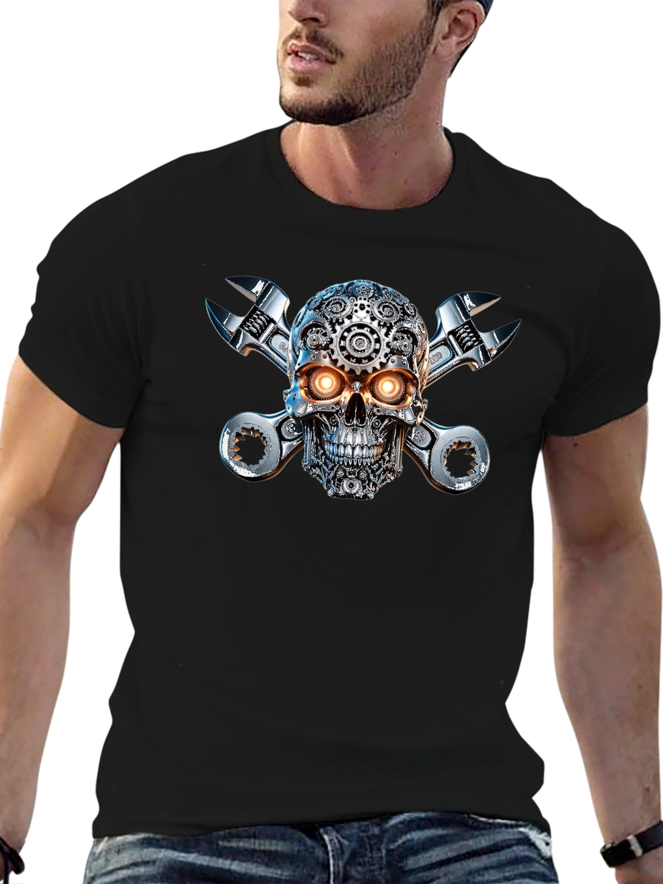 Steampunk Skull & Wrenches Graphic Tee
