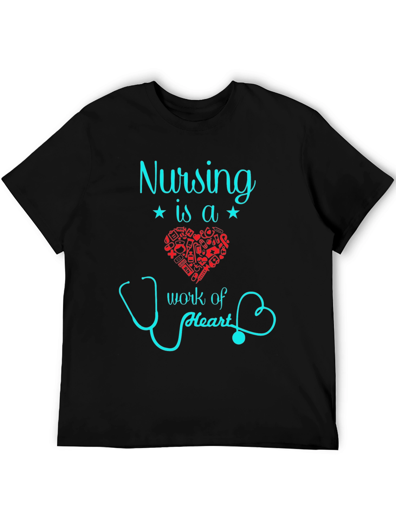 Nursing Is A Work Of Heart Graphic T-Shirt