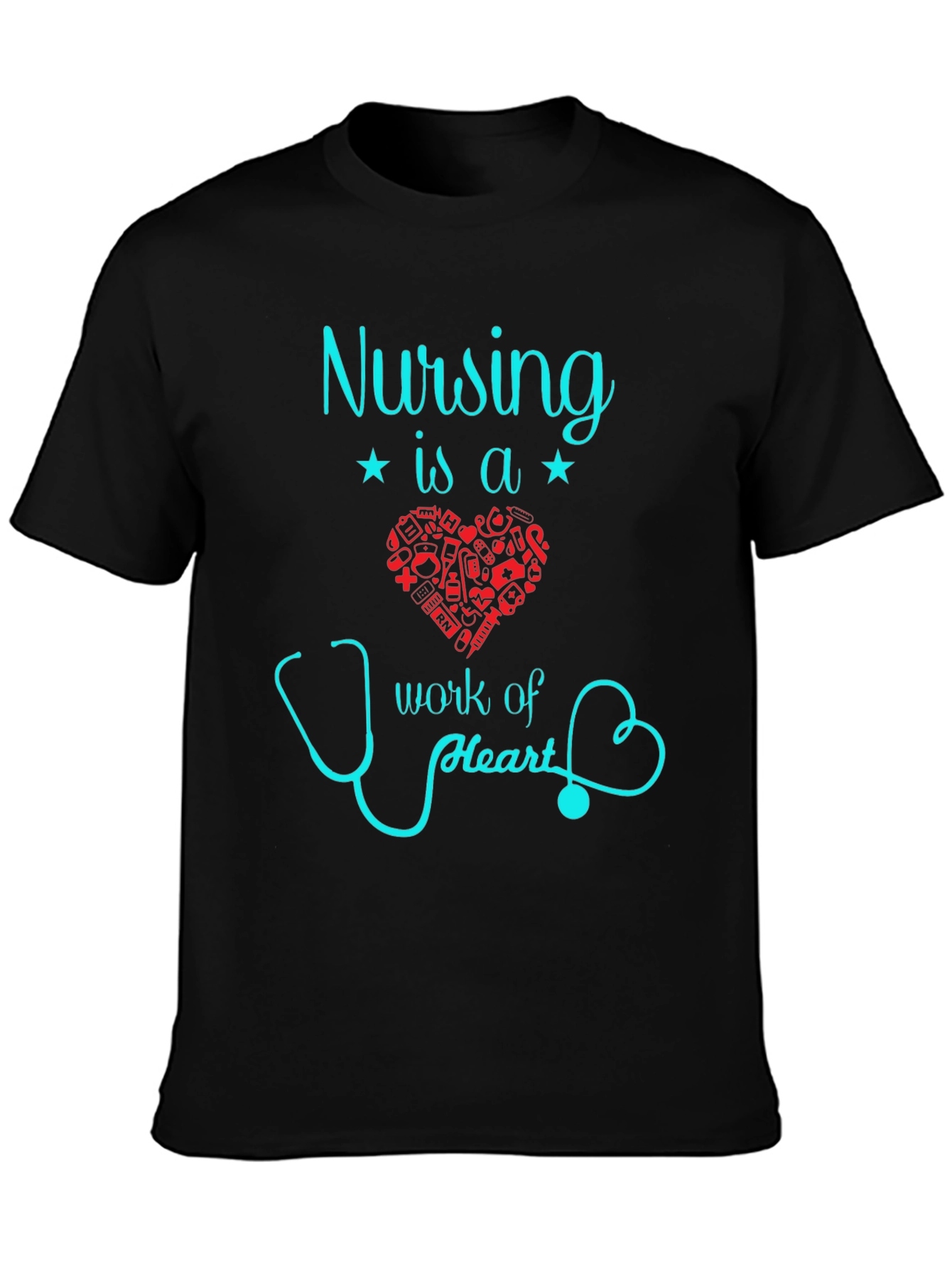 Nursing Is A Work Of Heart Graphic T-Shirt