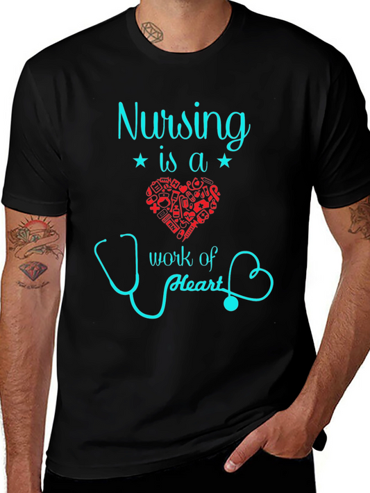 Nursing Is A Work Of Heart Graphic T-Shirt