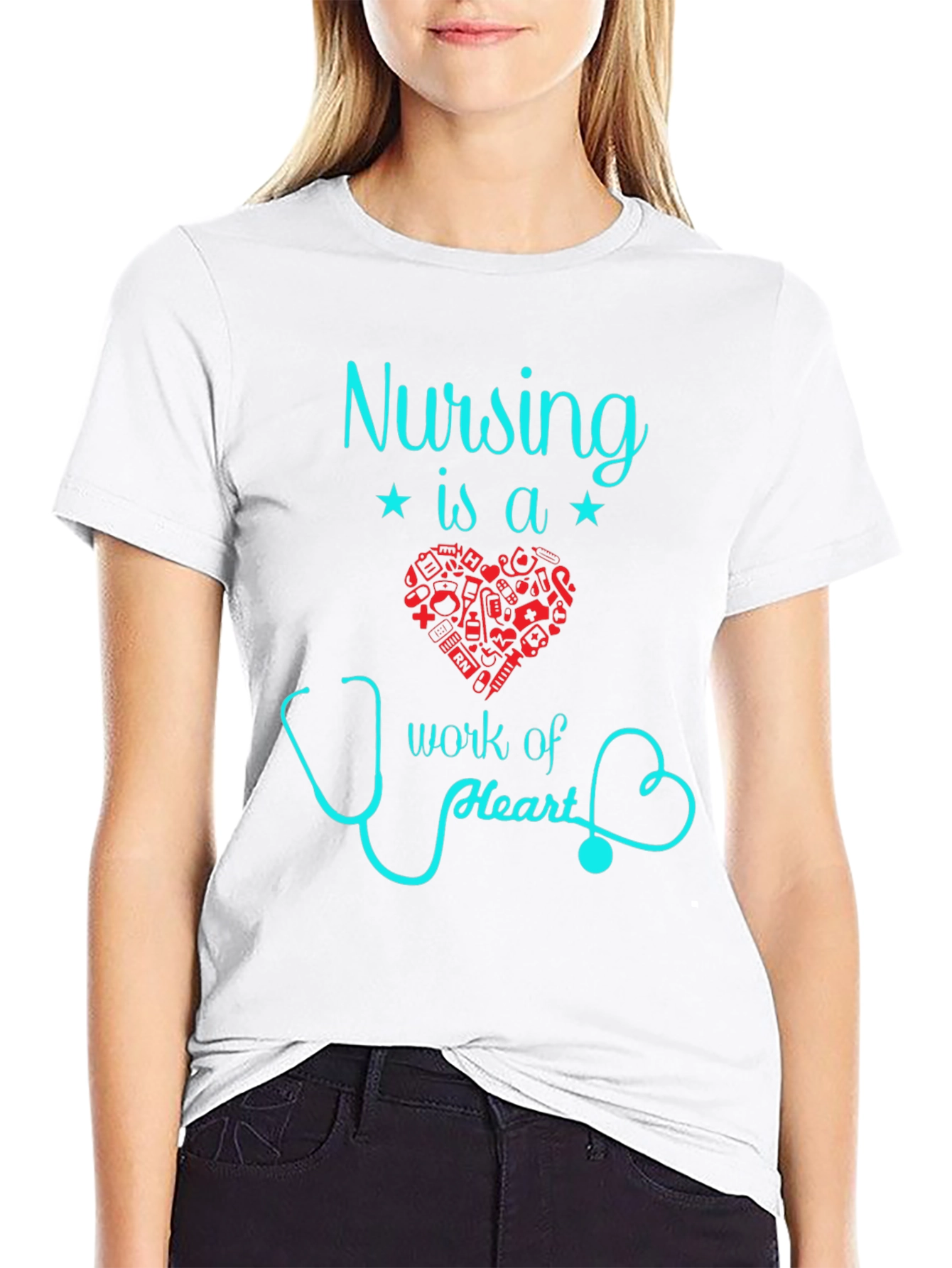 Nursing Is A Work Of Heart Graphic T-Shirt