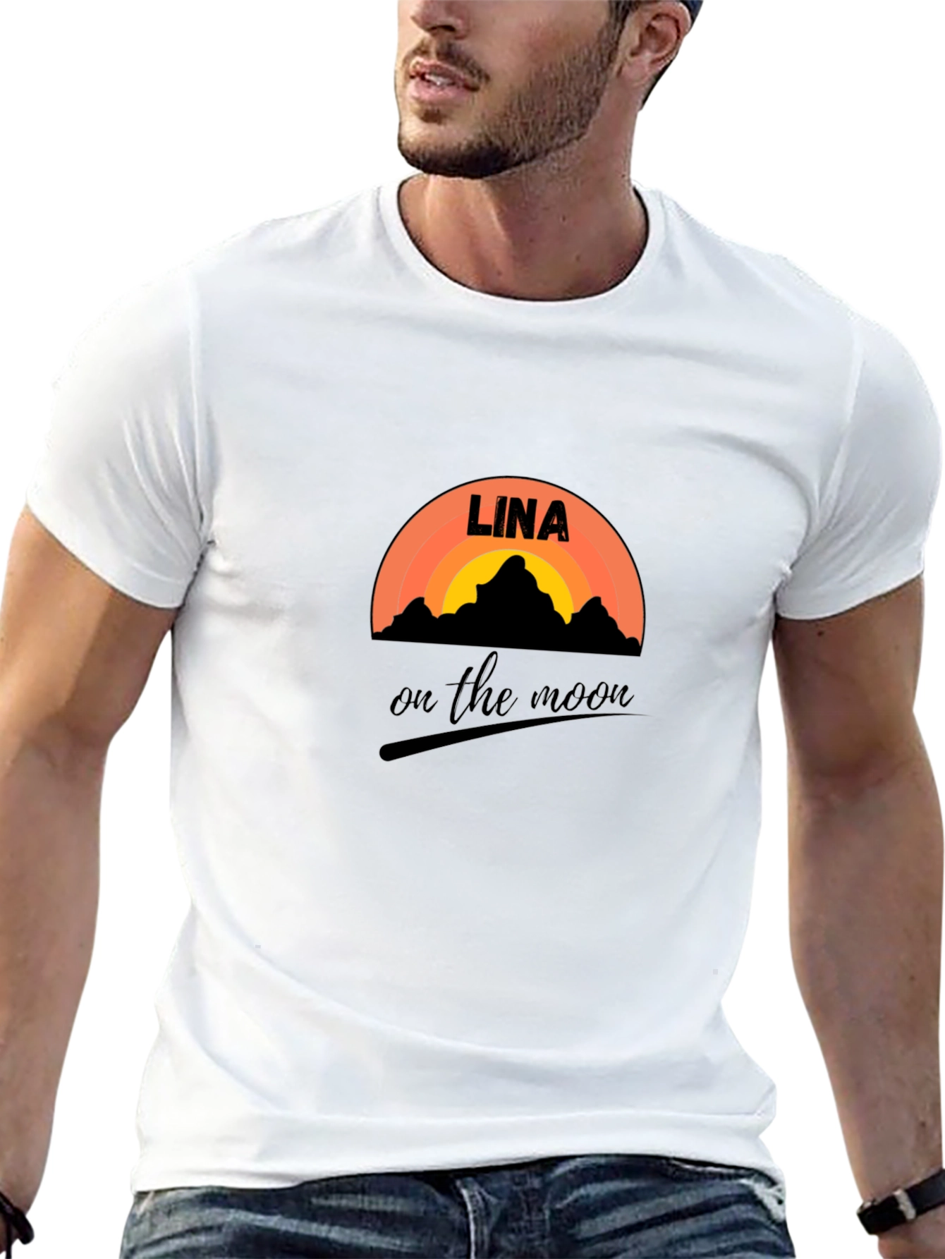 Lina on the Moon Black Graphic Tee