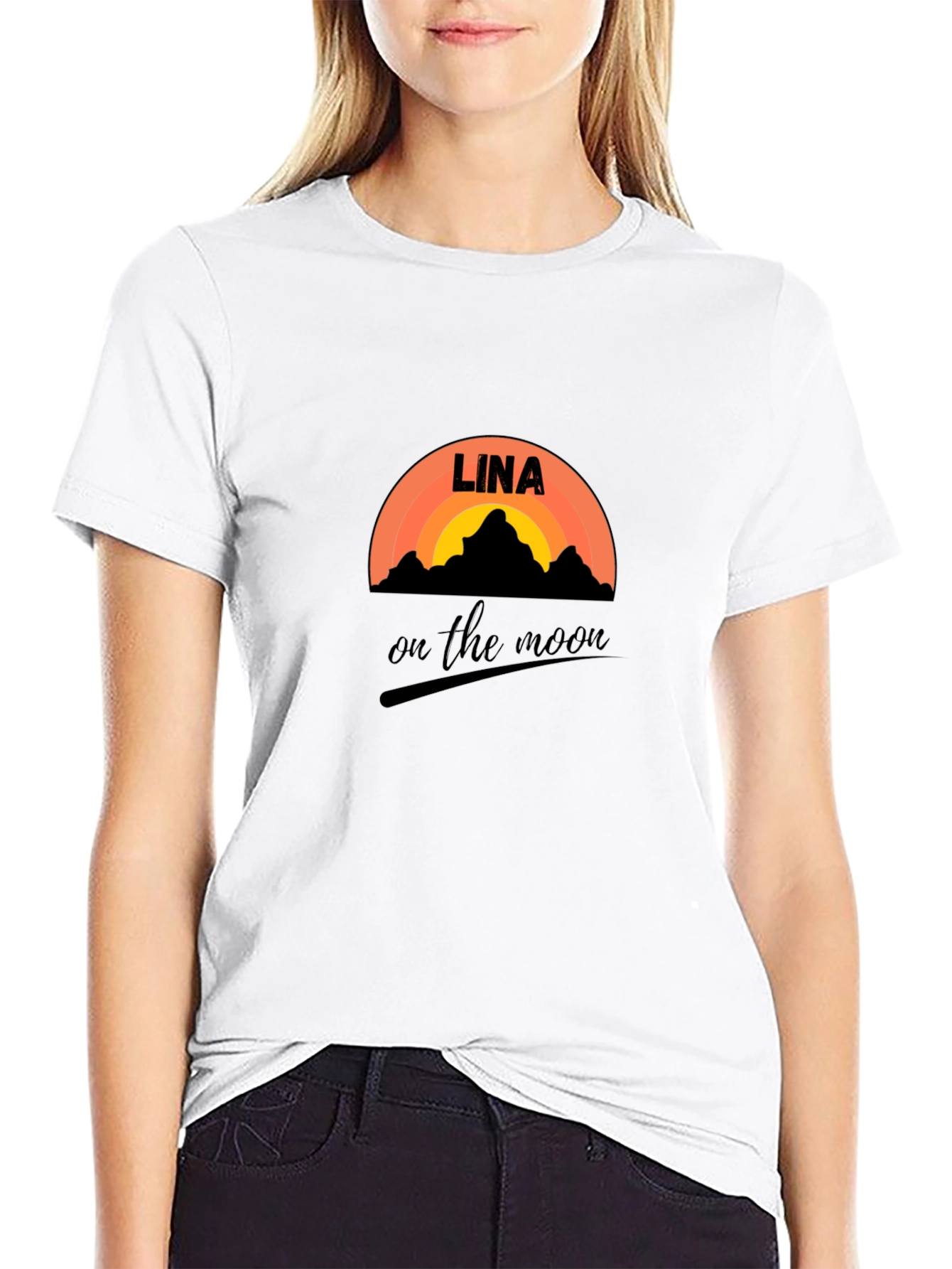 Lina on the Moon Black Graphic Tee