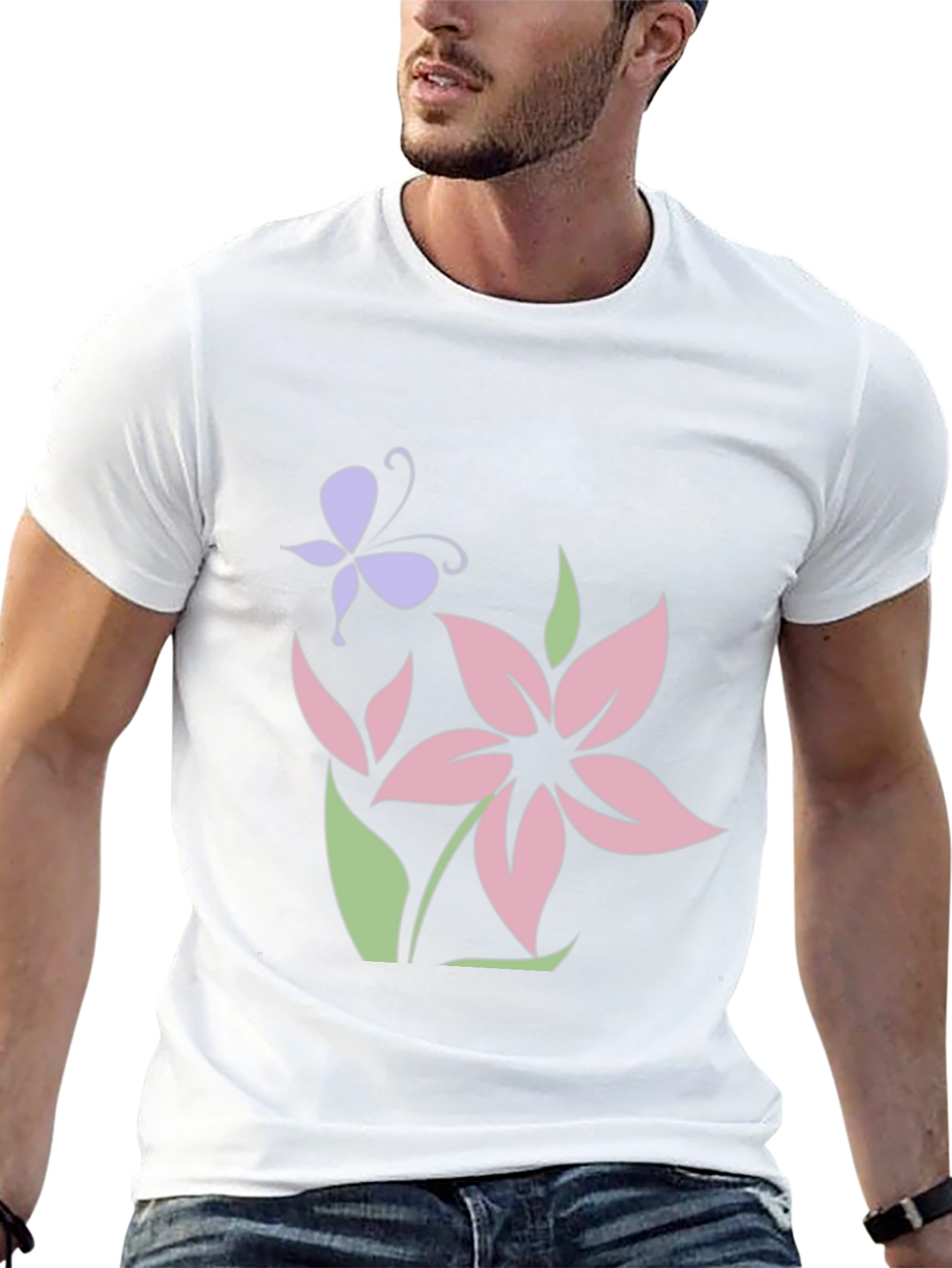 Floral Butterfly Black T-Shirt