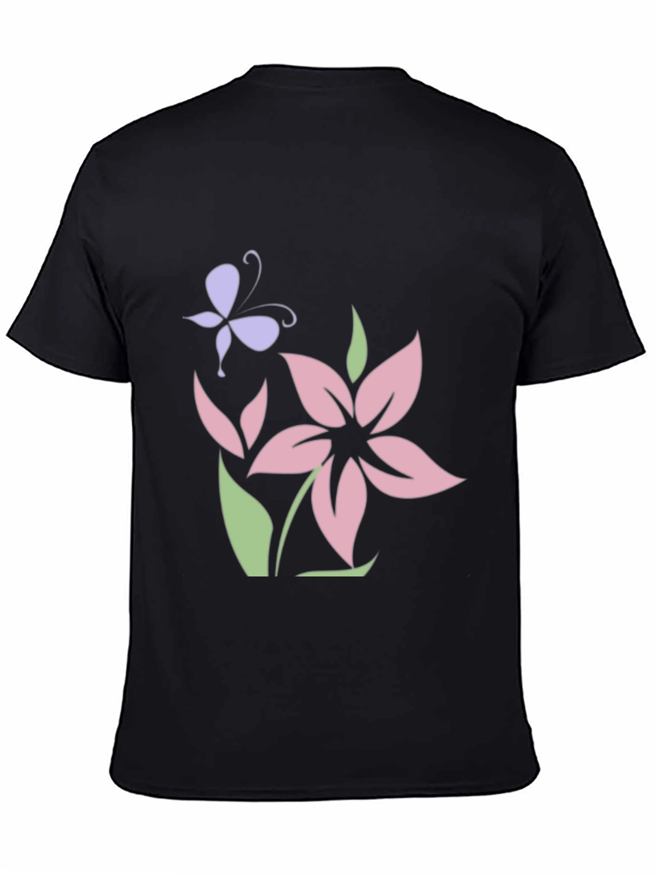 Floral Butterfly Black T-Shirt