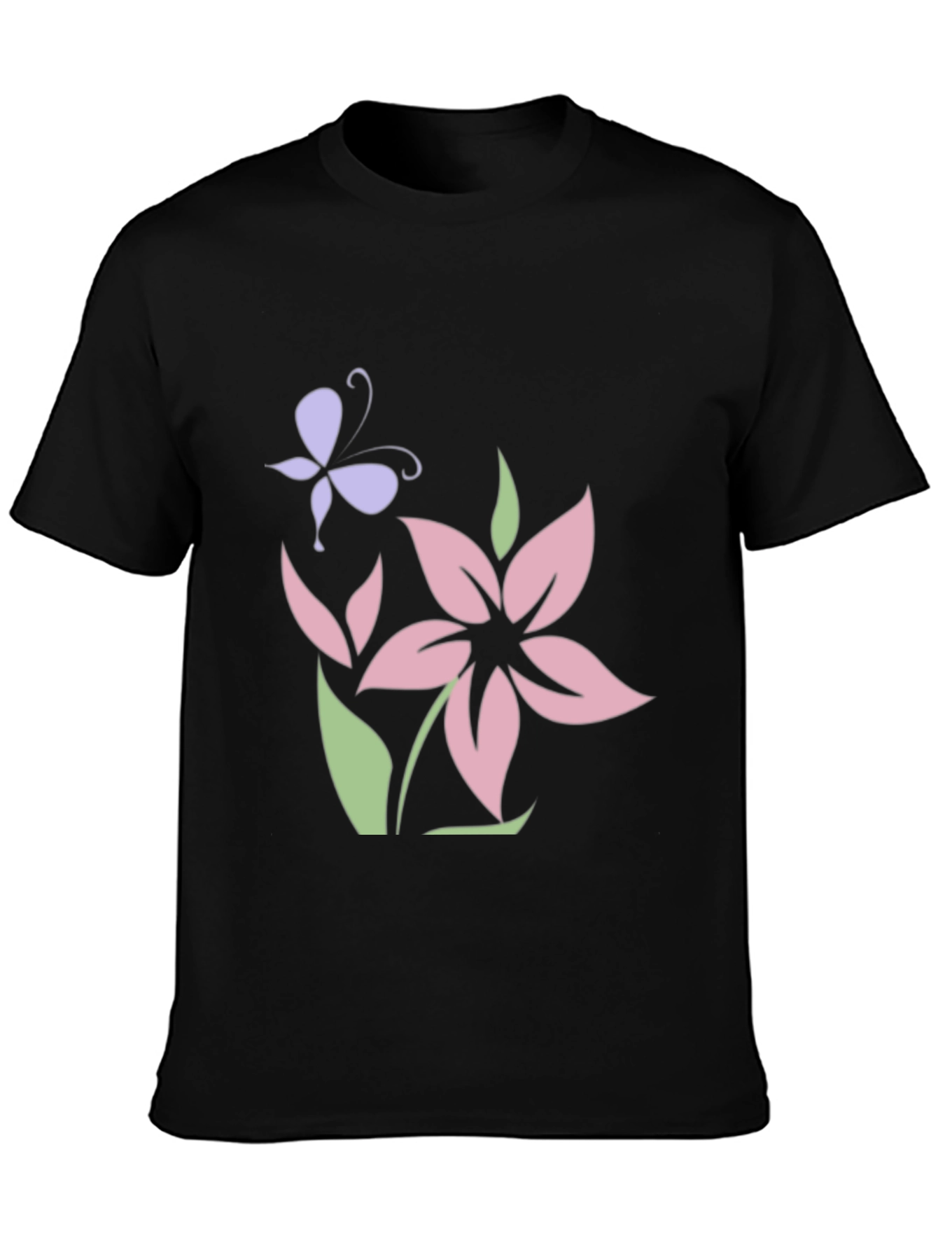 Floral Butterfly Black T-Shirt