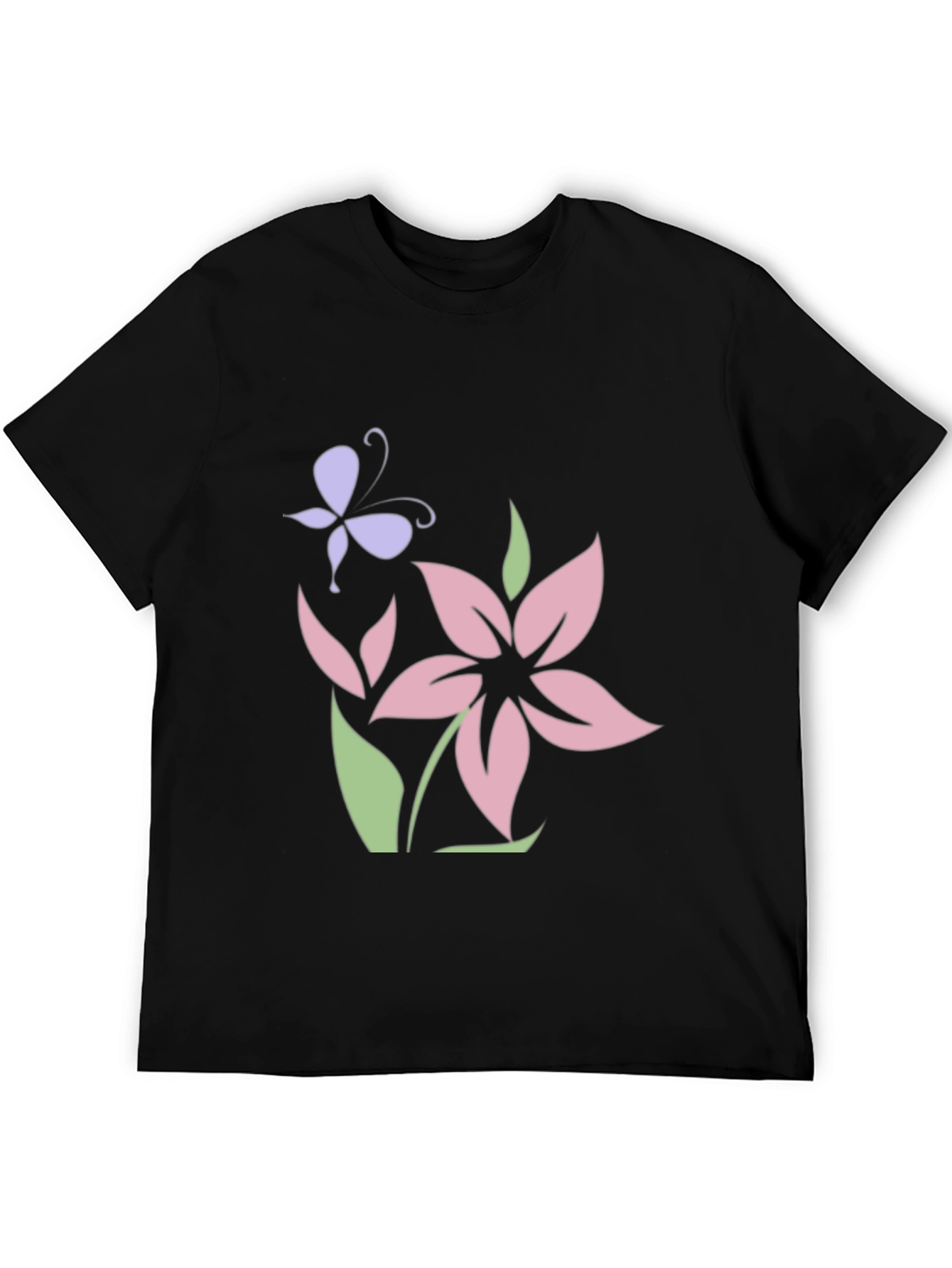 Floral Butterfly Black T-Shirt