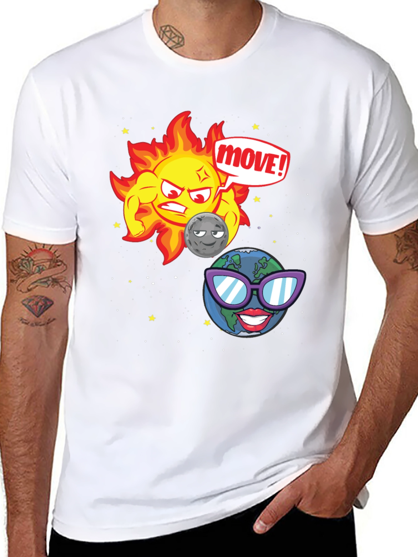 Funny Sun Moon & Earth Cartoon T-Shirt