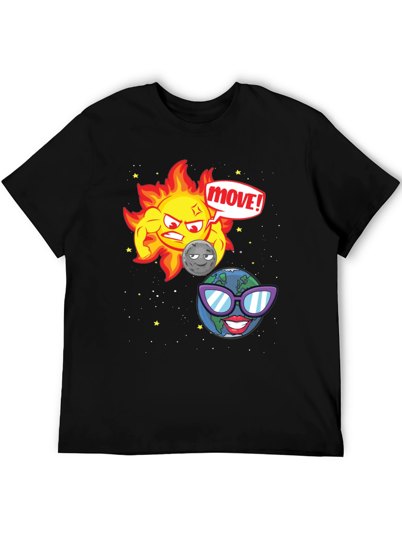 Funny Sun Moon & Earth Cartoon T-Shirt