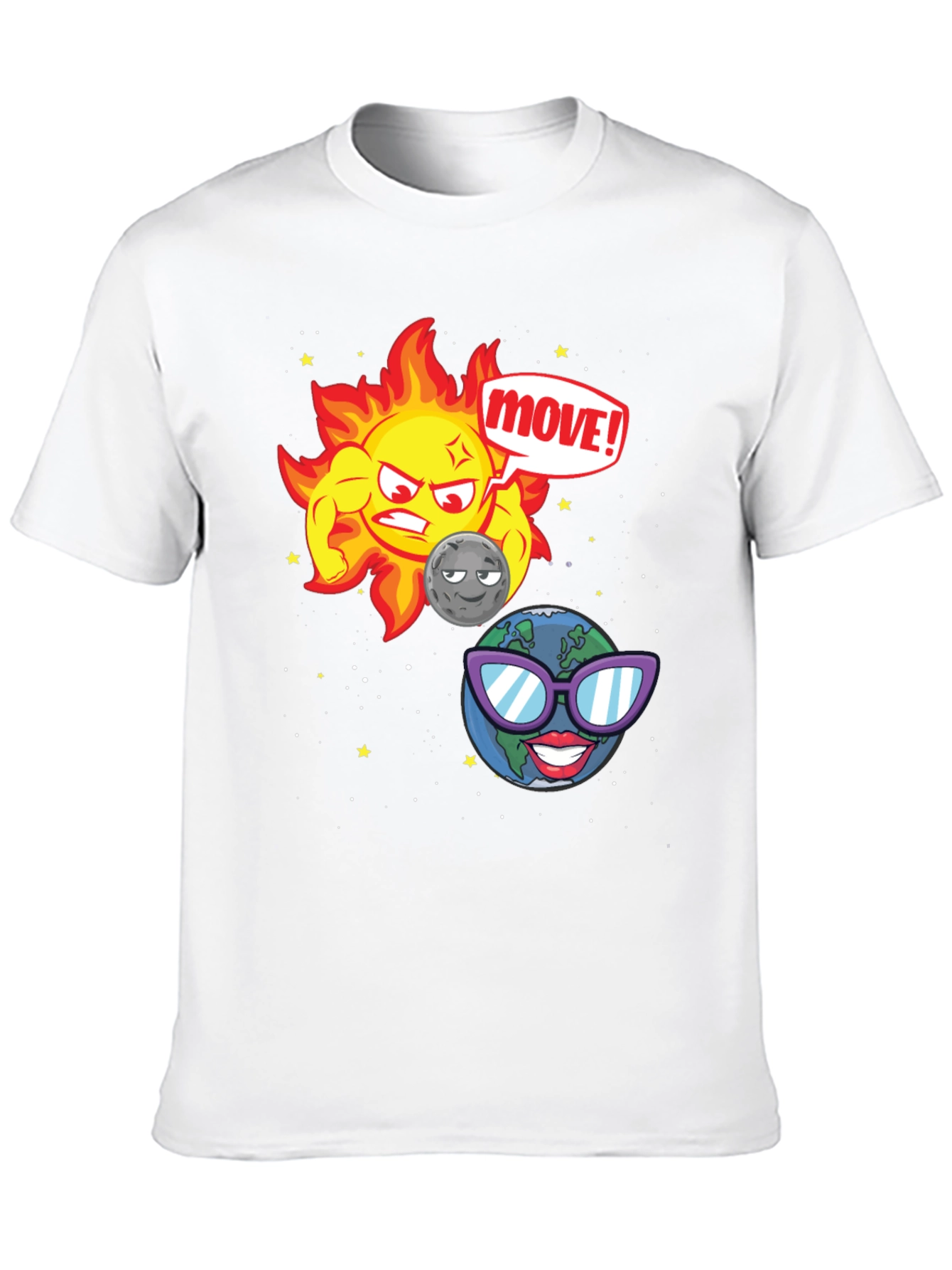 Funny Sun Moon & Earth Cartoon T-Shirt