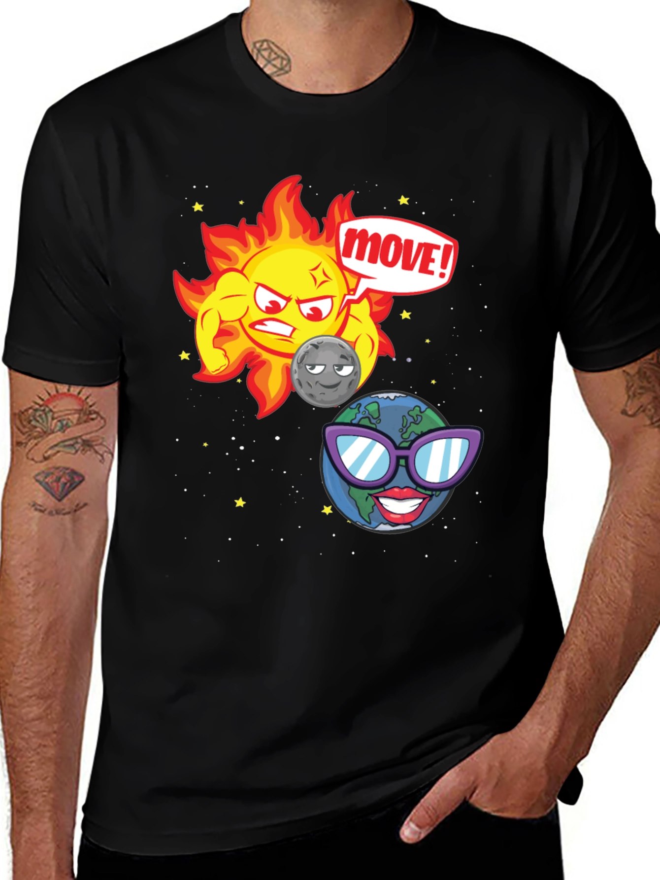 Funny Sun Moon & Earth Cartoon T-Shirt