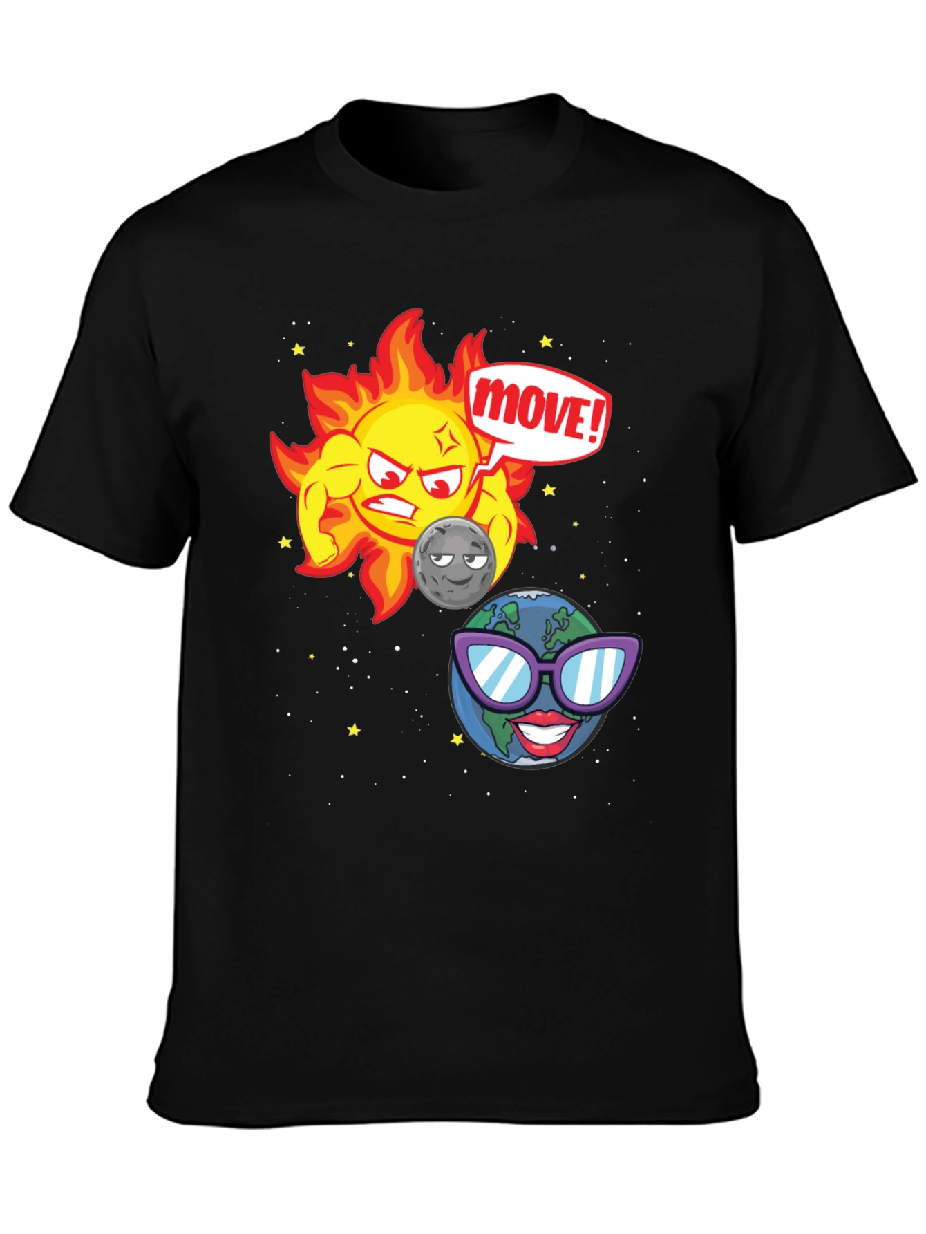 Funny Sun Moon & Earth Cartoon T-Shirt