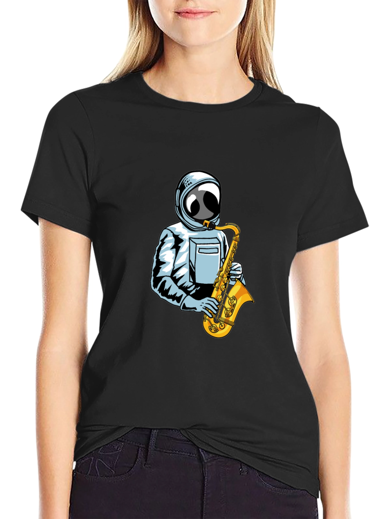 Astronaut Saxophone T-Shirt - Space Music Tee