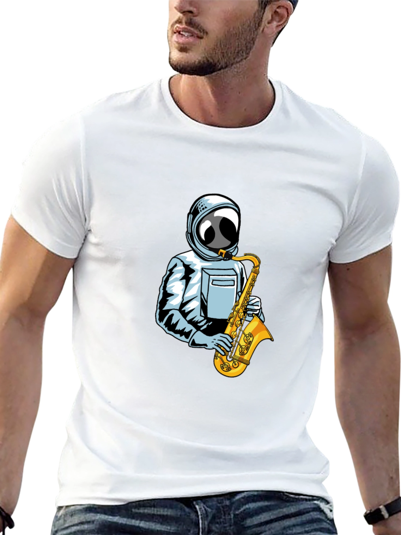 Astronaut Saxophone T-Shirt - Space Music Tee