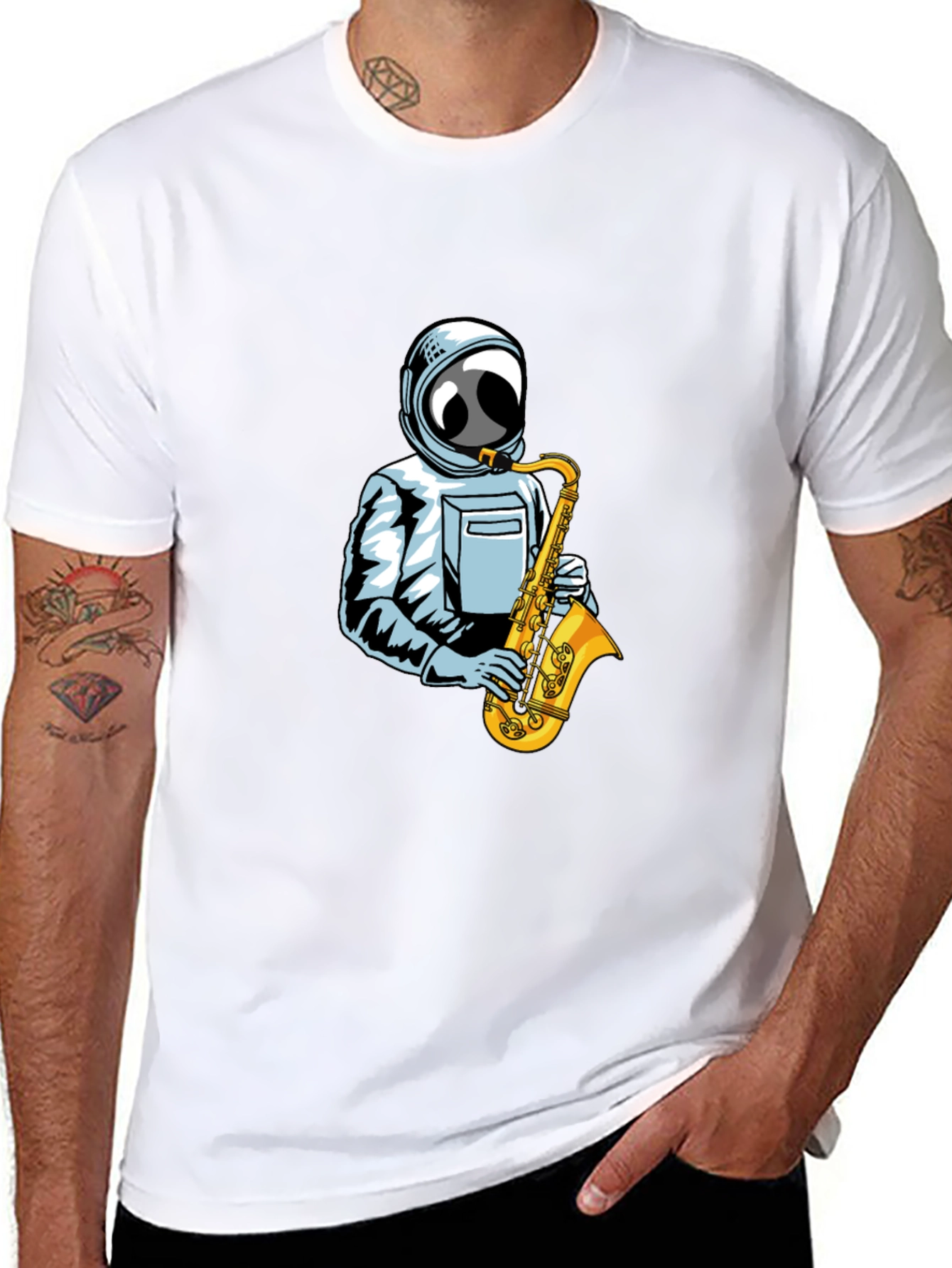 Astronaut Saxophone T-Shirt - Space Music Tee