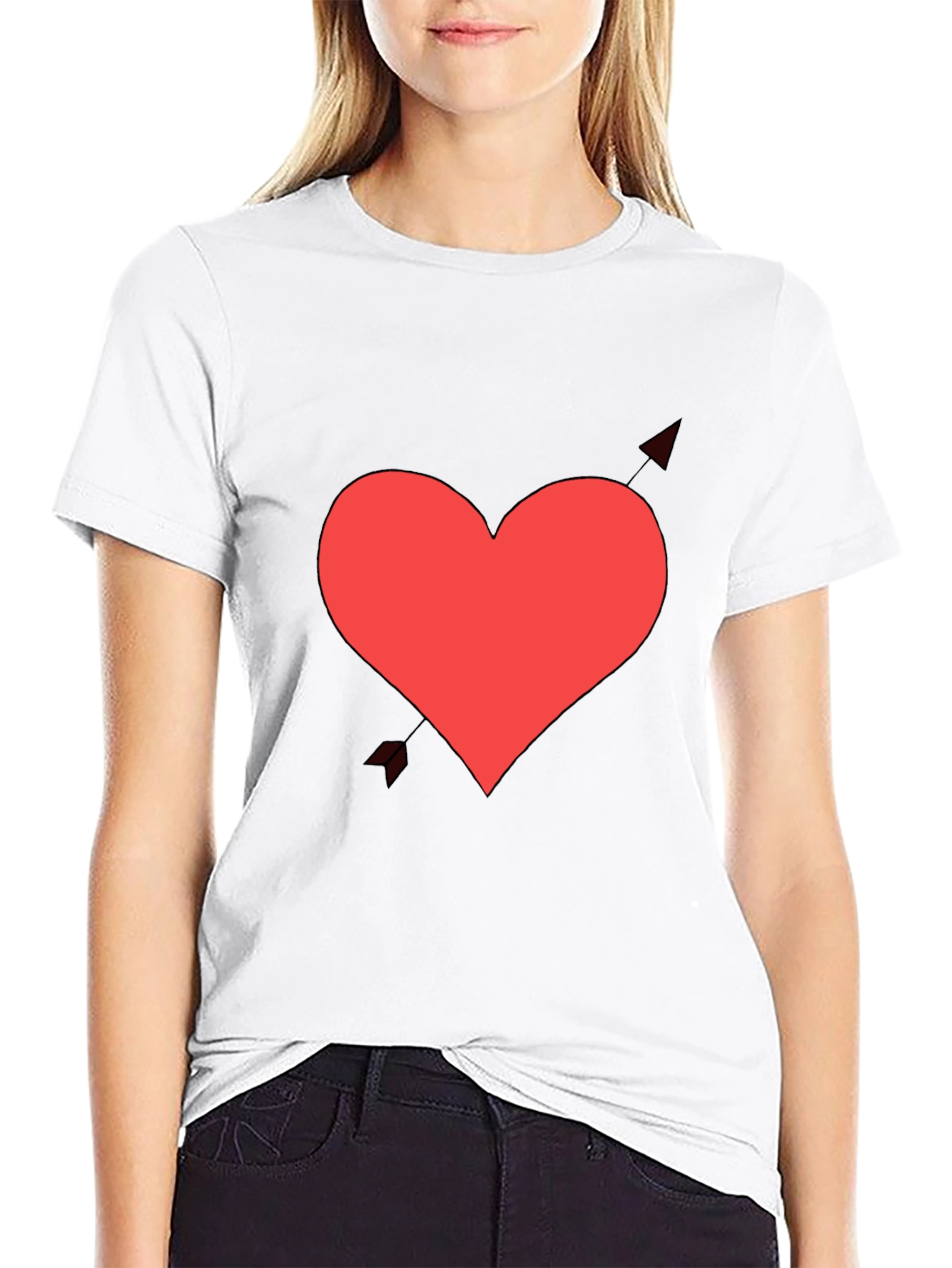 Heart & Arrow Graphic Tee - Black Cotton Shirt