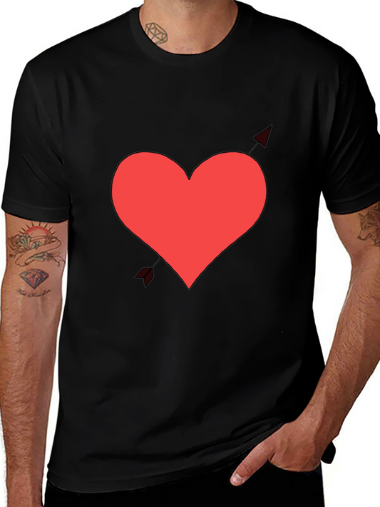Heart & Arrow Graphic Tee - Black Cotton Shirt
