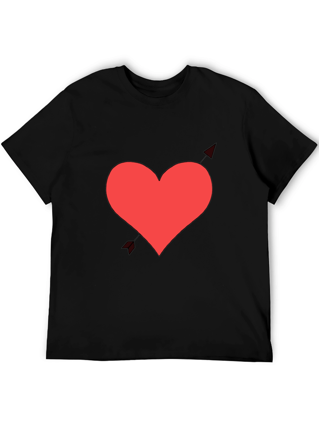 Heart & Arrow Graphic Tee - Black Cotton Shirt