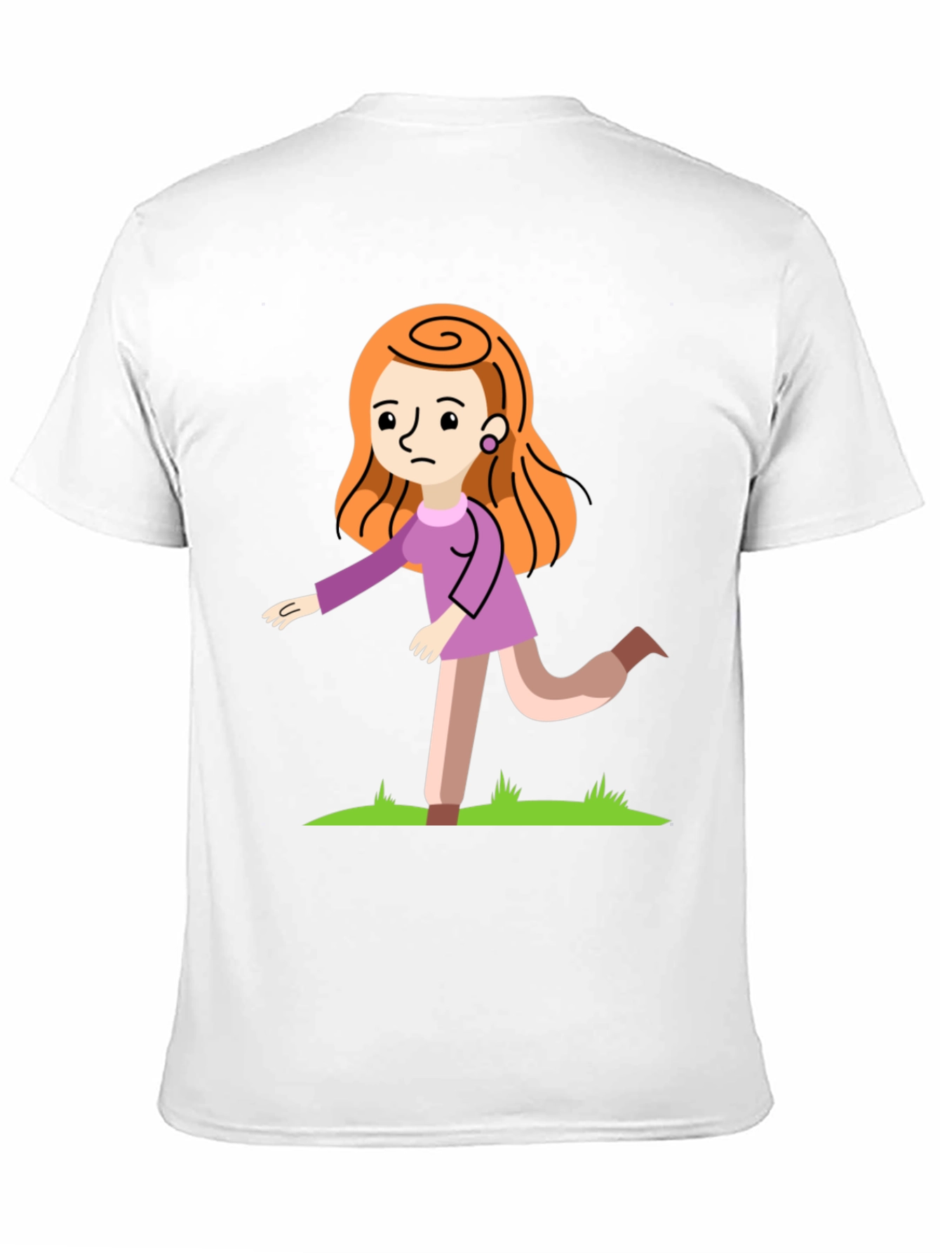 Cartoon Woman Graphic Print Black T-Shirt