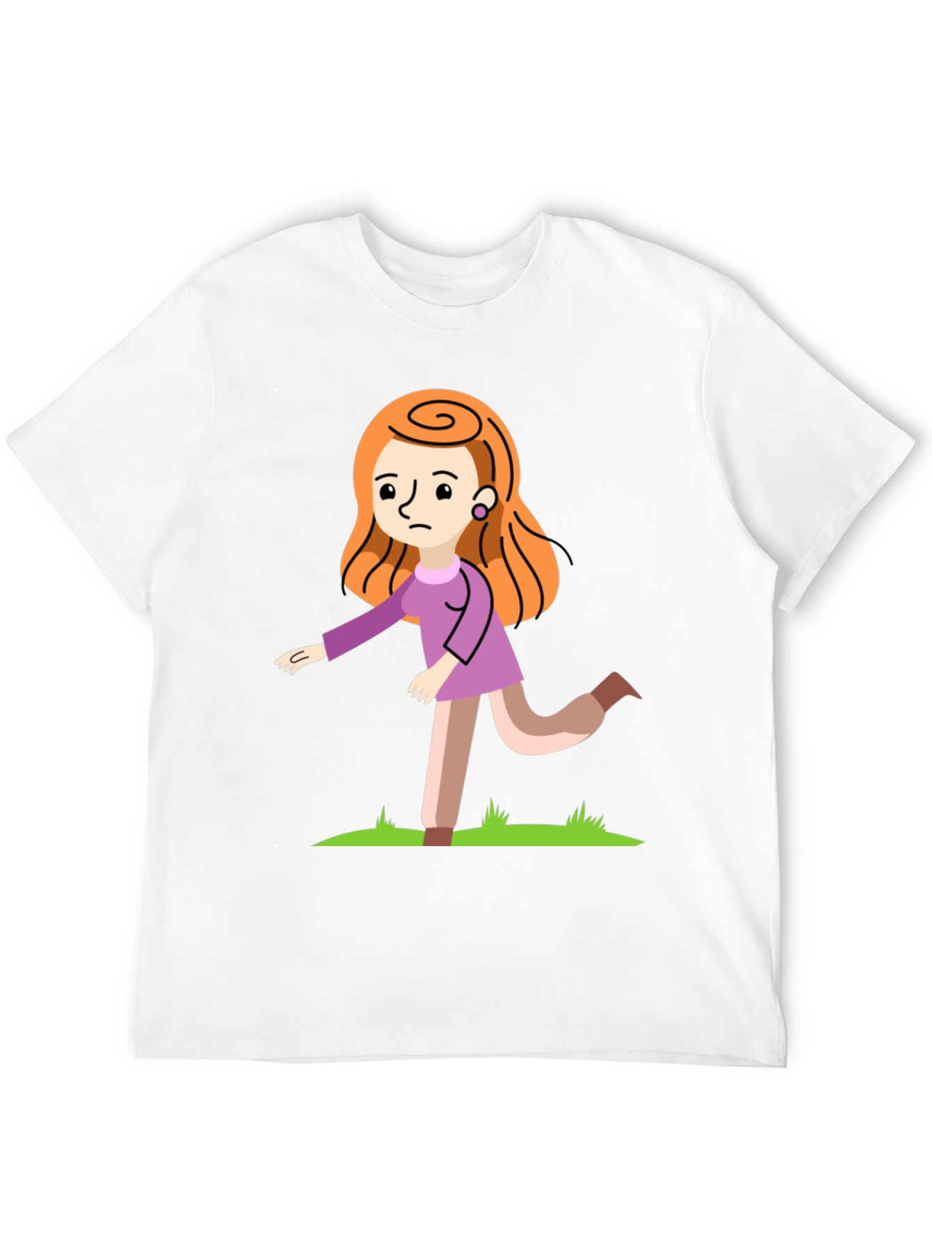 Cartoon Woman Graphic Print Black T-Shirt