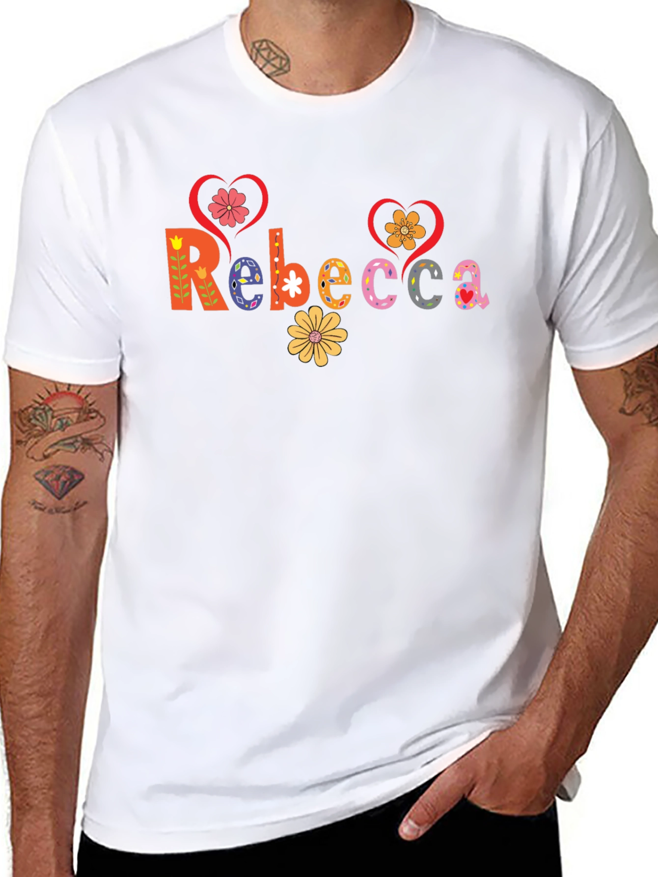 Rebecca Floral Lettering Black Tee