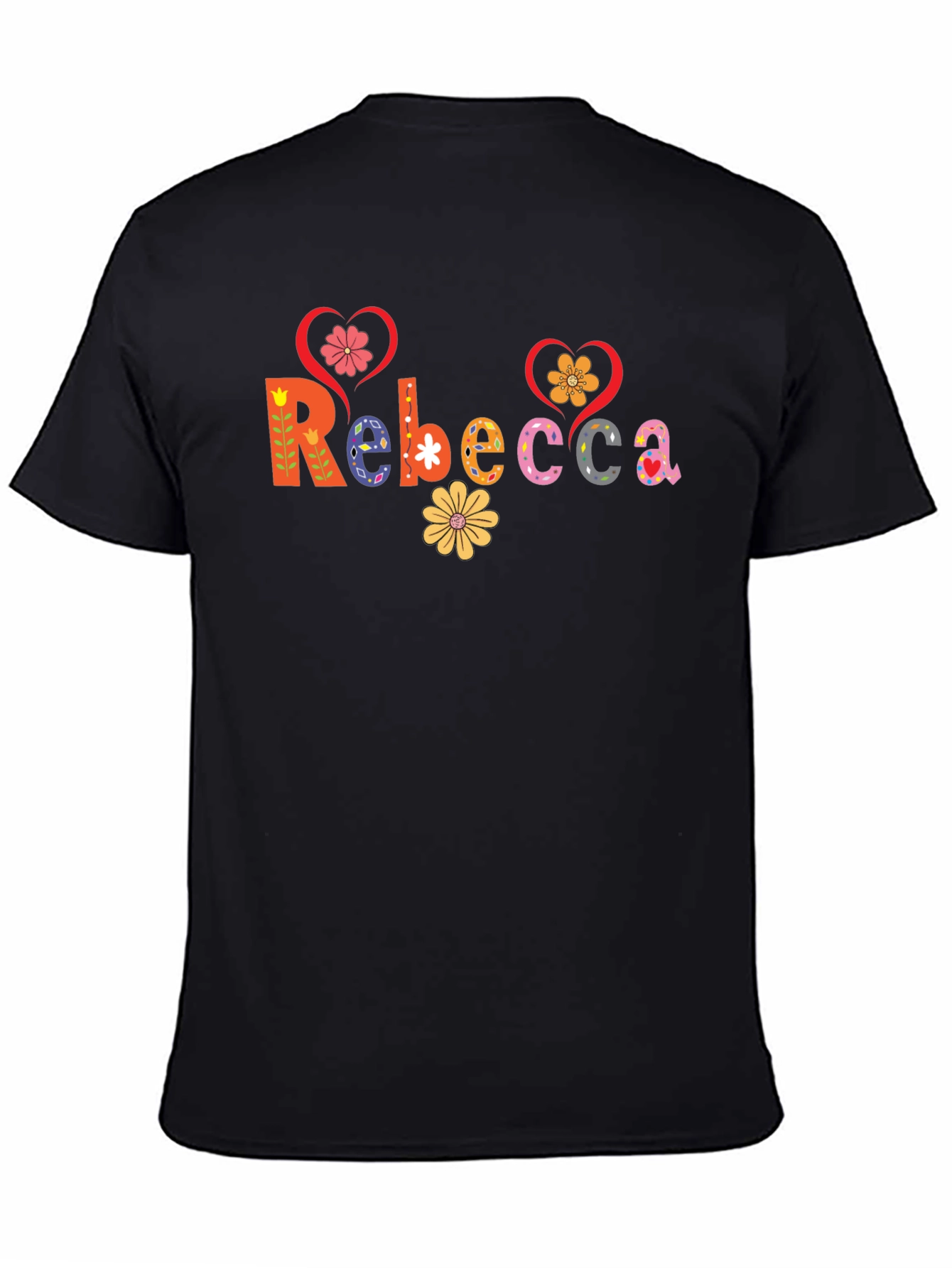 Rebecca Floral Lettering Black Tee