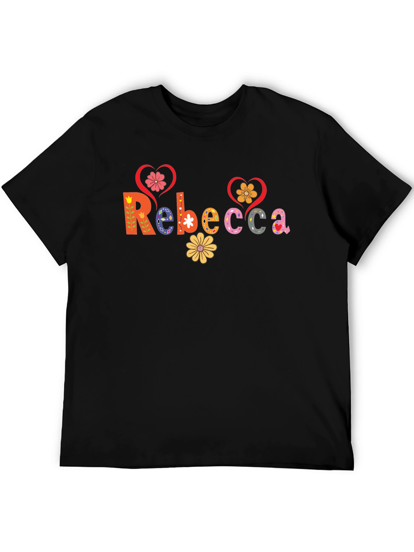 Rebecca Floral Lettering Black Tee